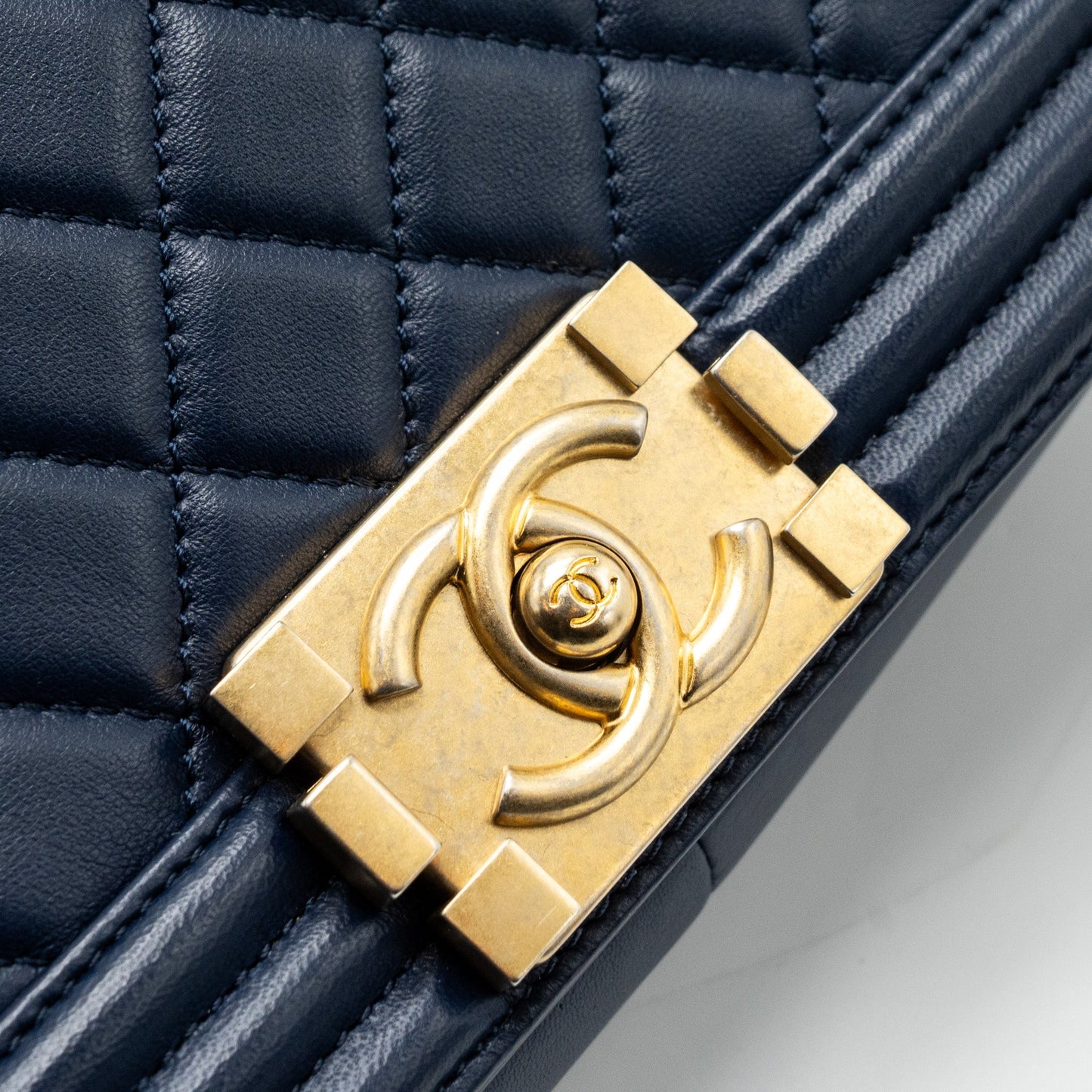 Chanel Medium Boy Bag Lambskin Dark Blue