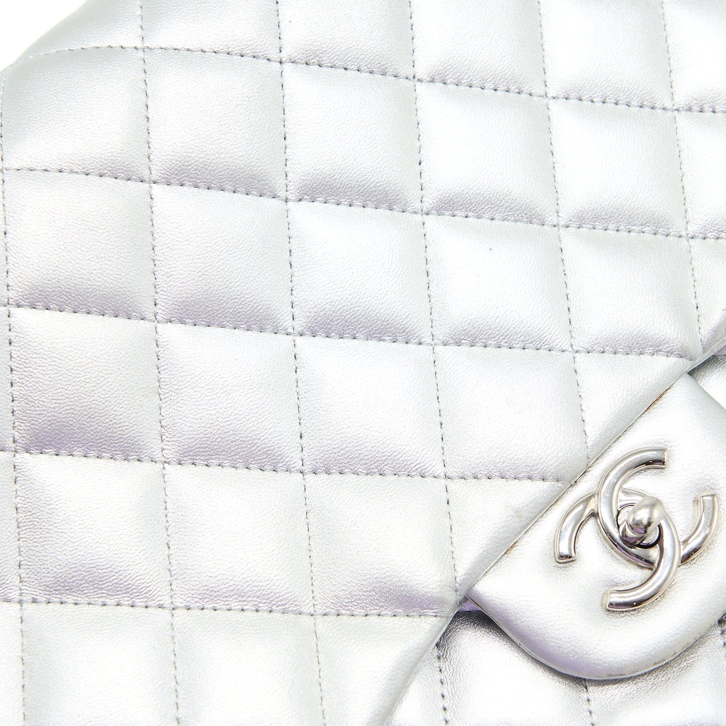 Chanel Maxi Classic Single Flap Bag Lambskin Silver