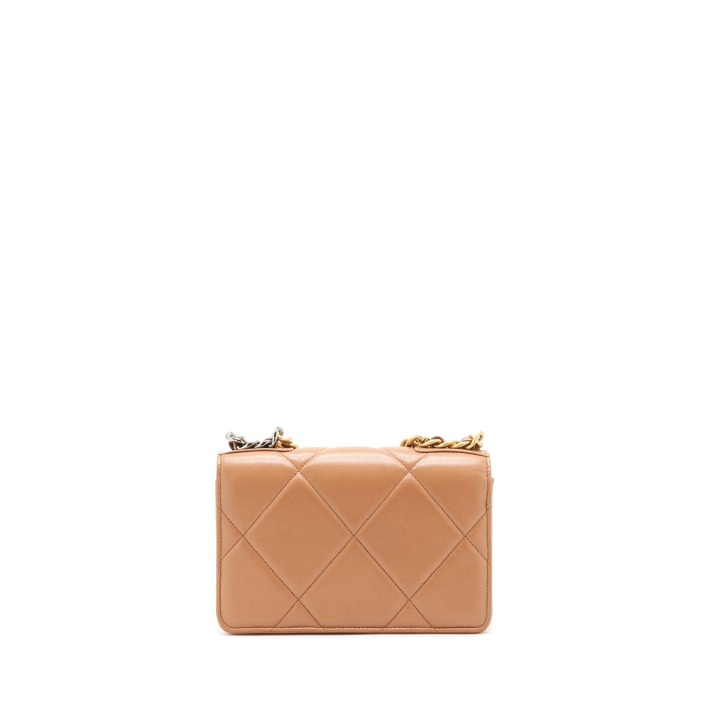 Chanel 19 Wallet On Chain Lambskin Dark Beige