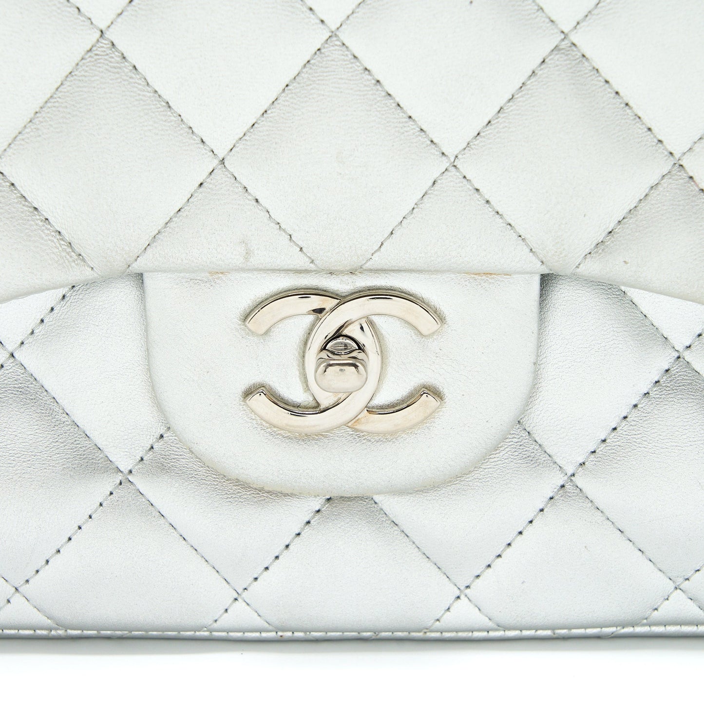 Chanel Maxi Classic Single Flap Bag Lambskin Silver