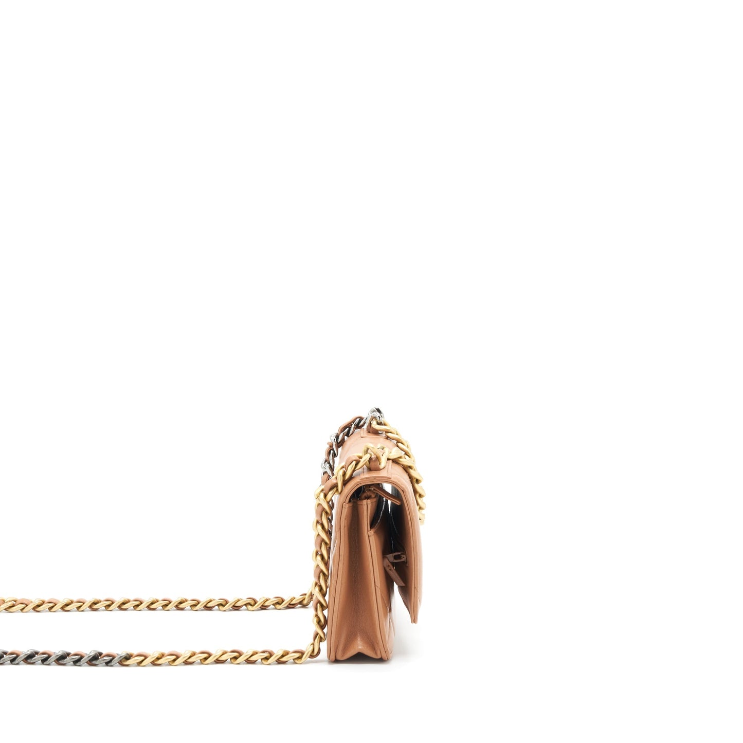 Chanel 19 Wallet On Chain Lambskin Dark Beige