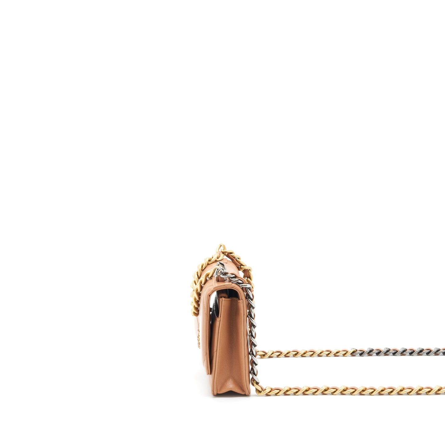 Chanel 19 Wallet On Chain Lambskin Dark Beige