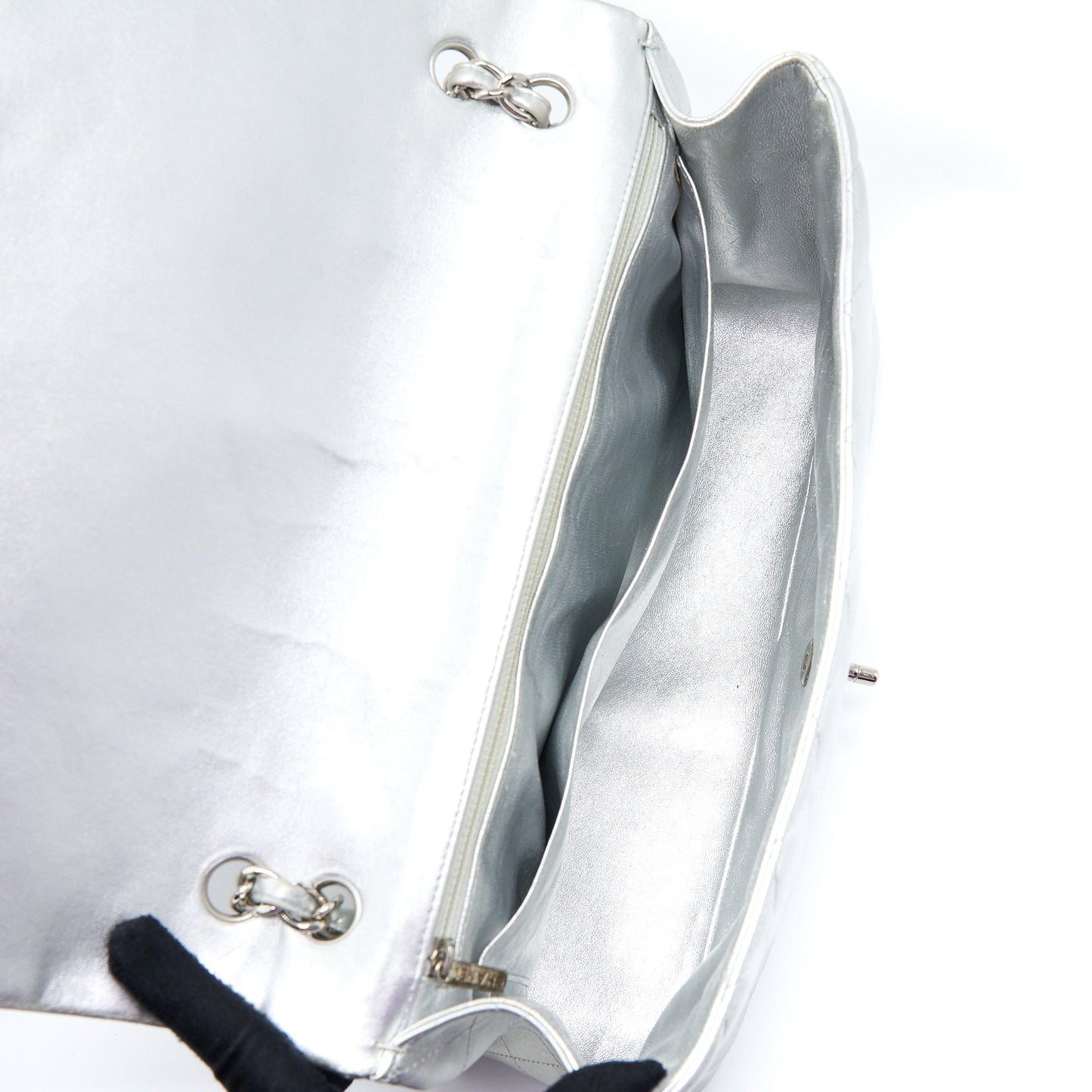 Chanel Maxi Classic Single Flap Bag Lambskin Silver