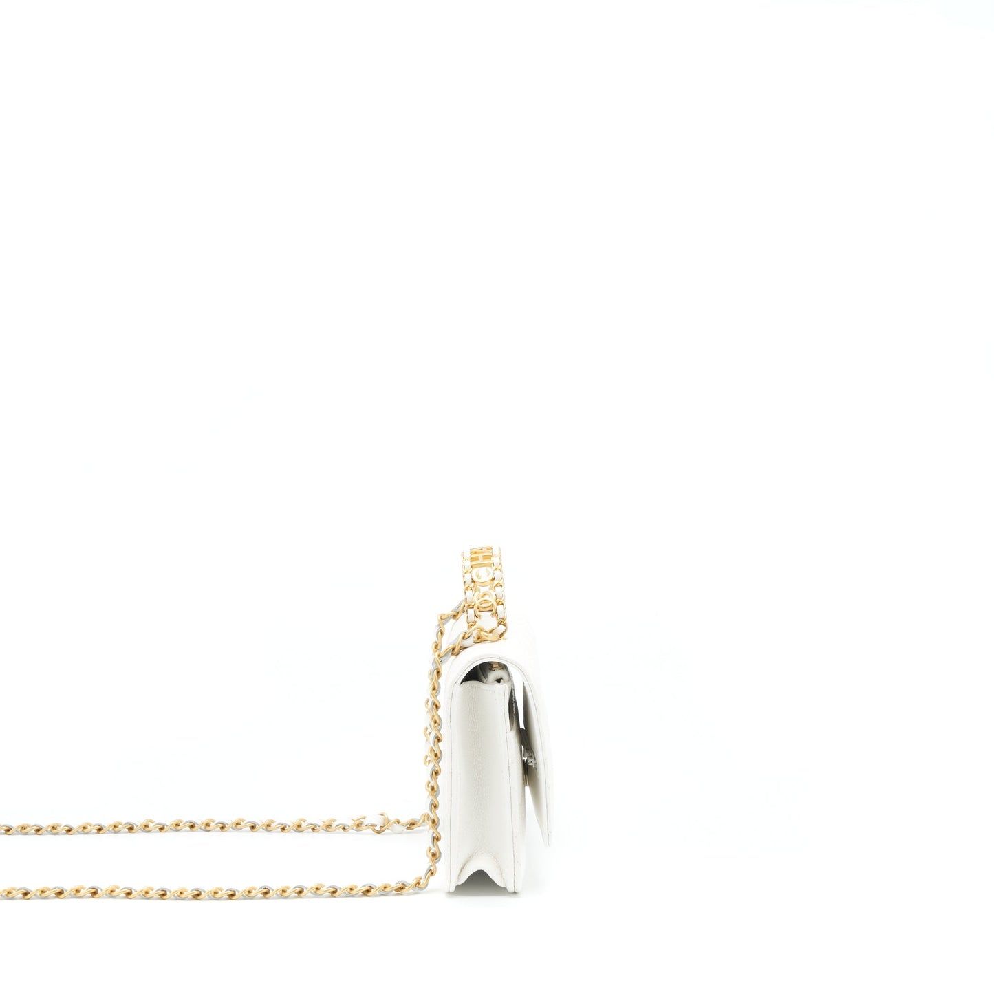 Chanel 22s Logo Top Handle Wallet On Chain Caviar White