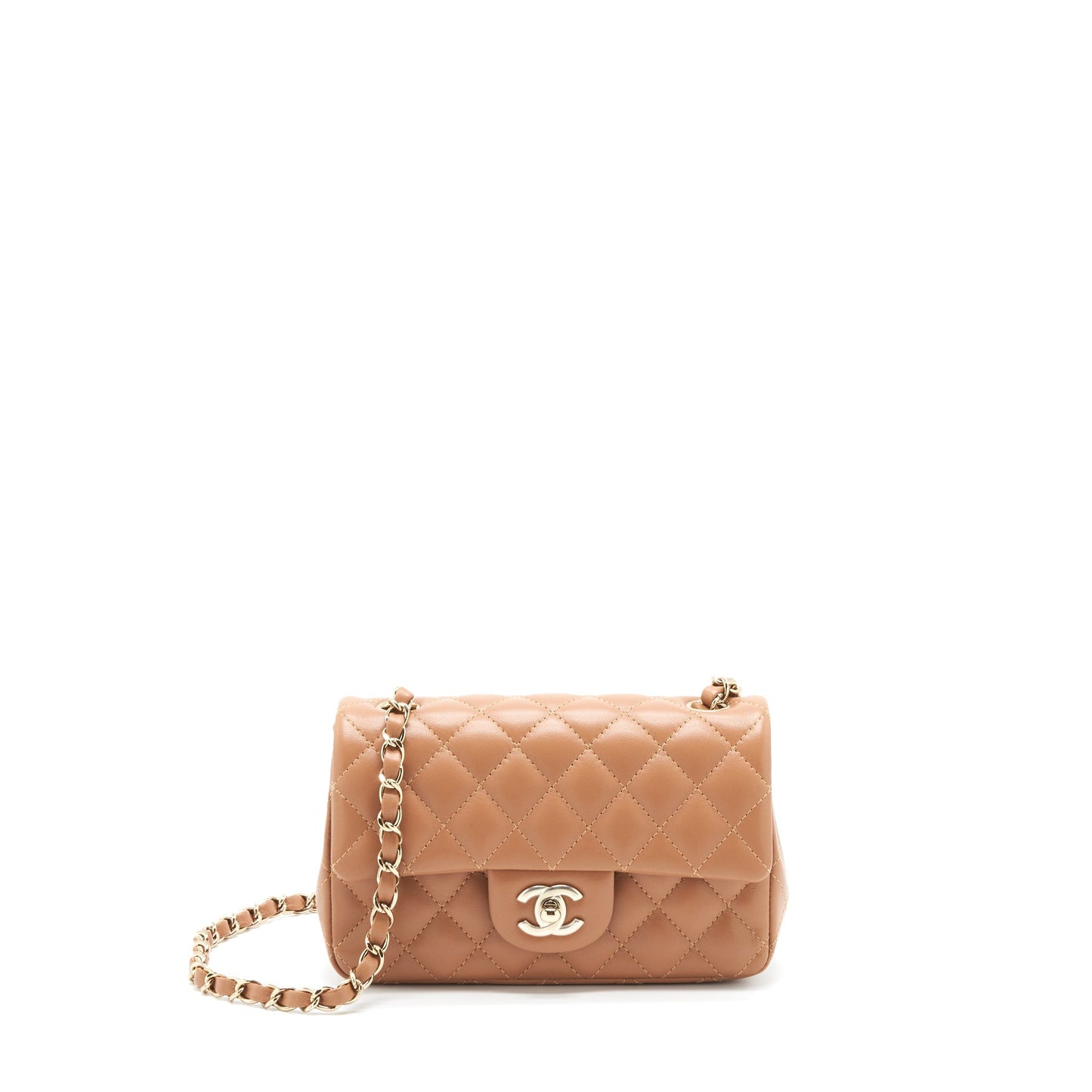 Chanel 22s Mini Rectangular Bag Lambskin Caramel L