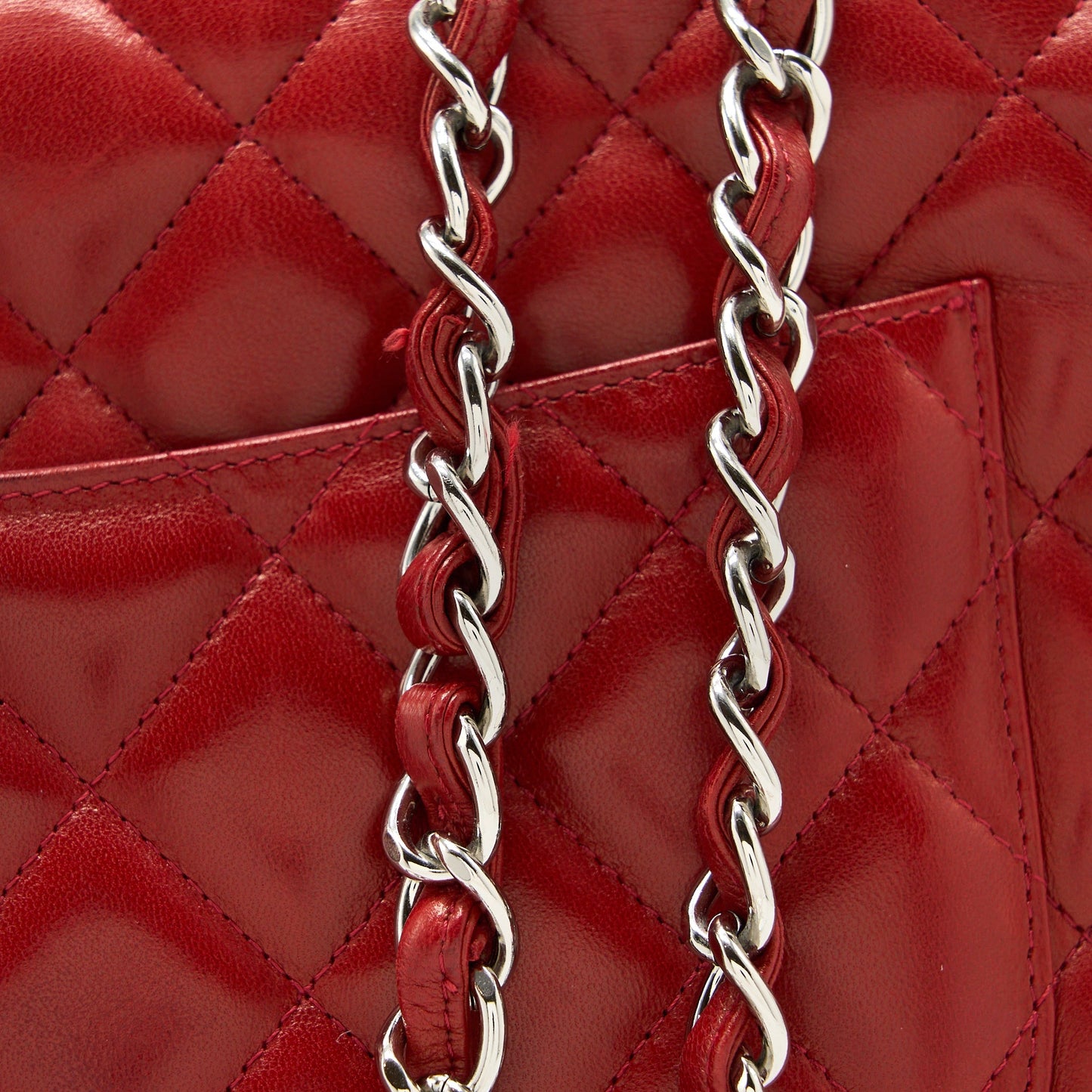Chanel Classic Jumbo Single Flap Bag Lambskin Red