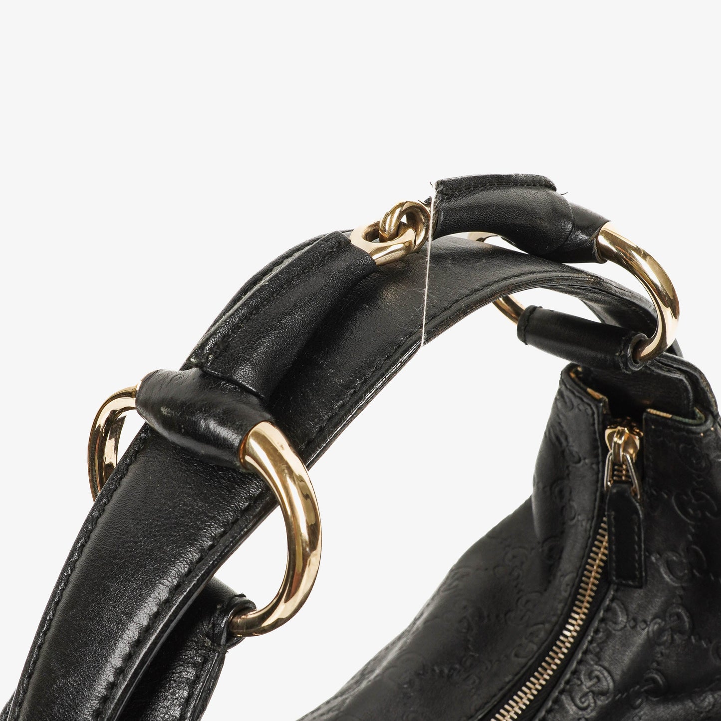 Gucci Black Horsebit Medium Leather Hobo Bag
