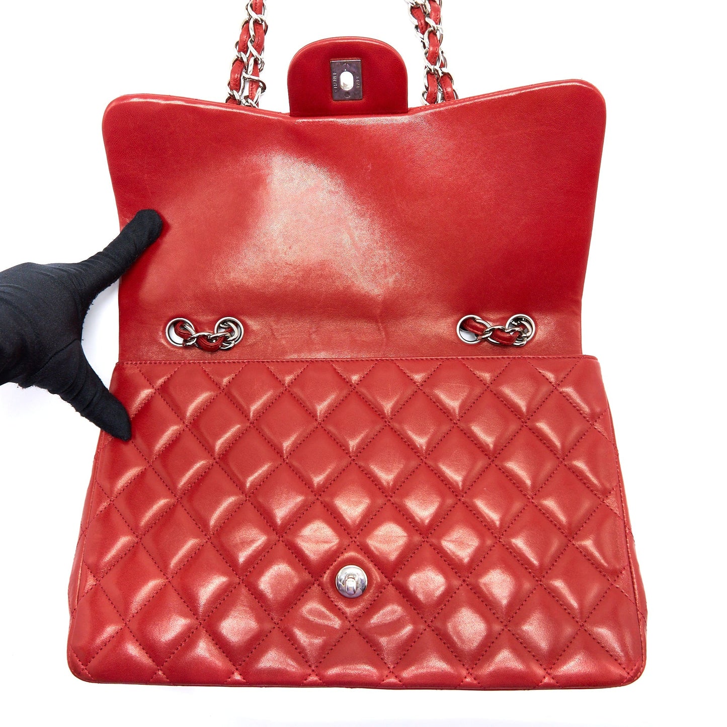 Chanel Classic Jumbo Single Flap Bag Lambskin Red
