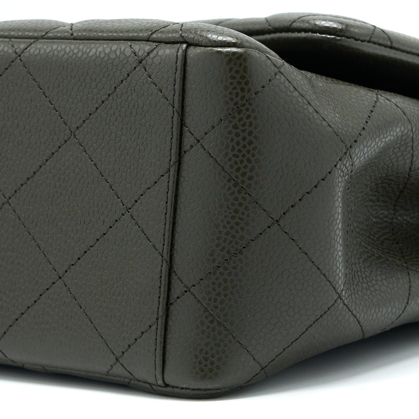 Chanel Maxi Classic Double Flap Bag Caviar Olive Green Brushed