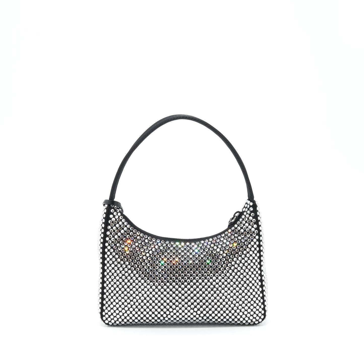Prada Re-Edition 2000 Crystal Hobo Purse Nylon/Leather Black