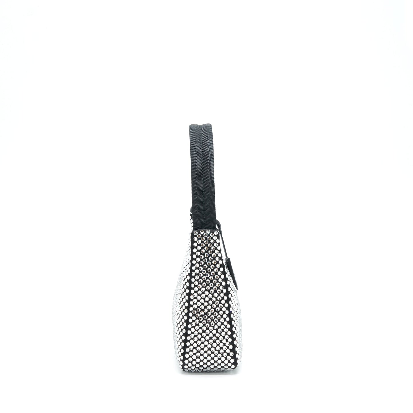 Prada Re-Edition 2000 Crystal Hobo Purse Nylon/Leather Black