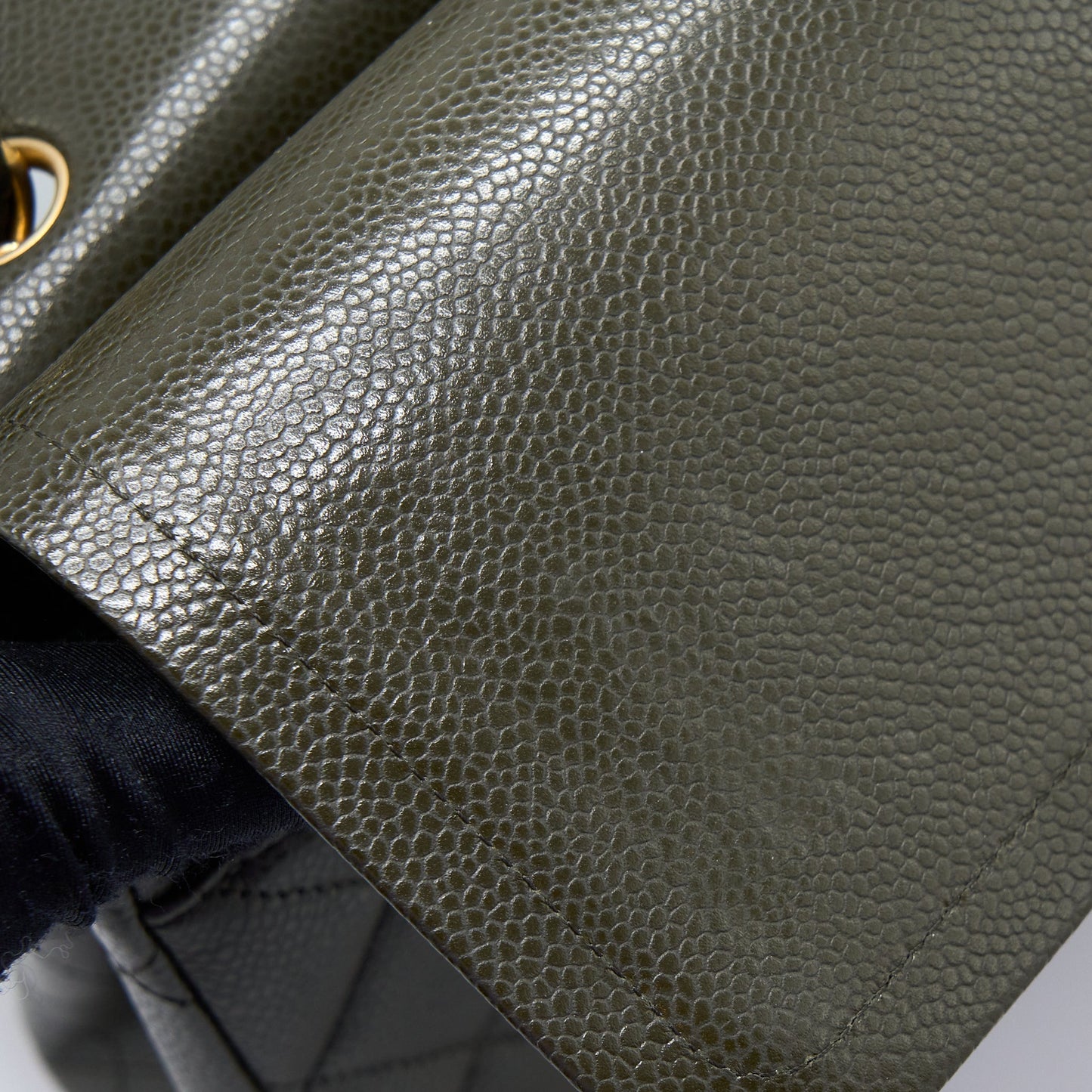 Chanel Maxi Classic Double Flap Bag Caviar Olive Green Brushed