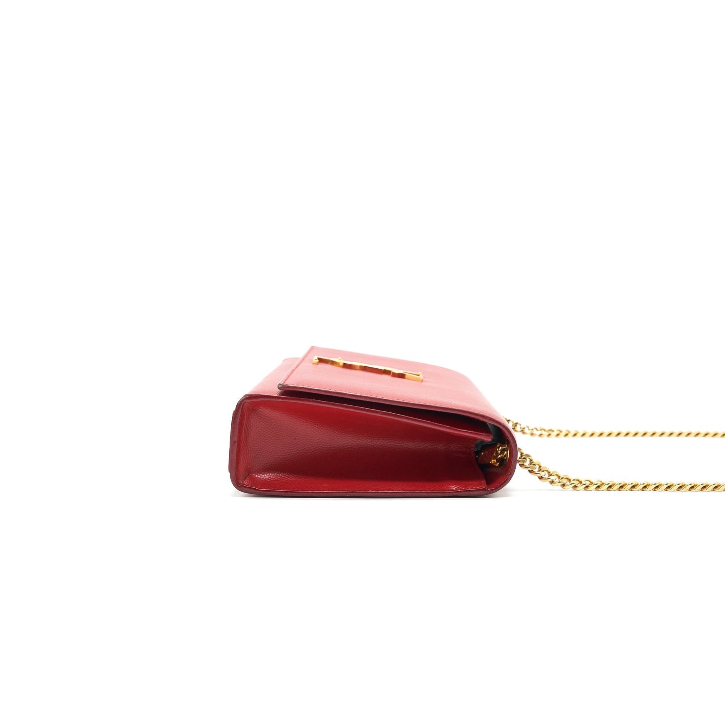 Saint Laurent / Grained Calfskin Medium Kate Purse Red