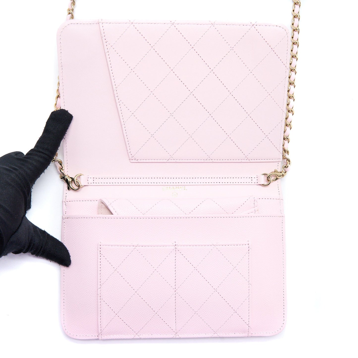 Chanel 2 in 1 Wallet on Chain Caviar Light Pink L