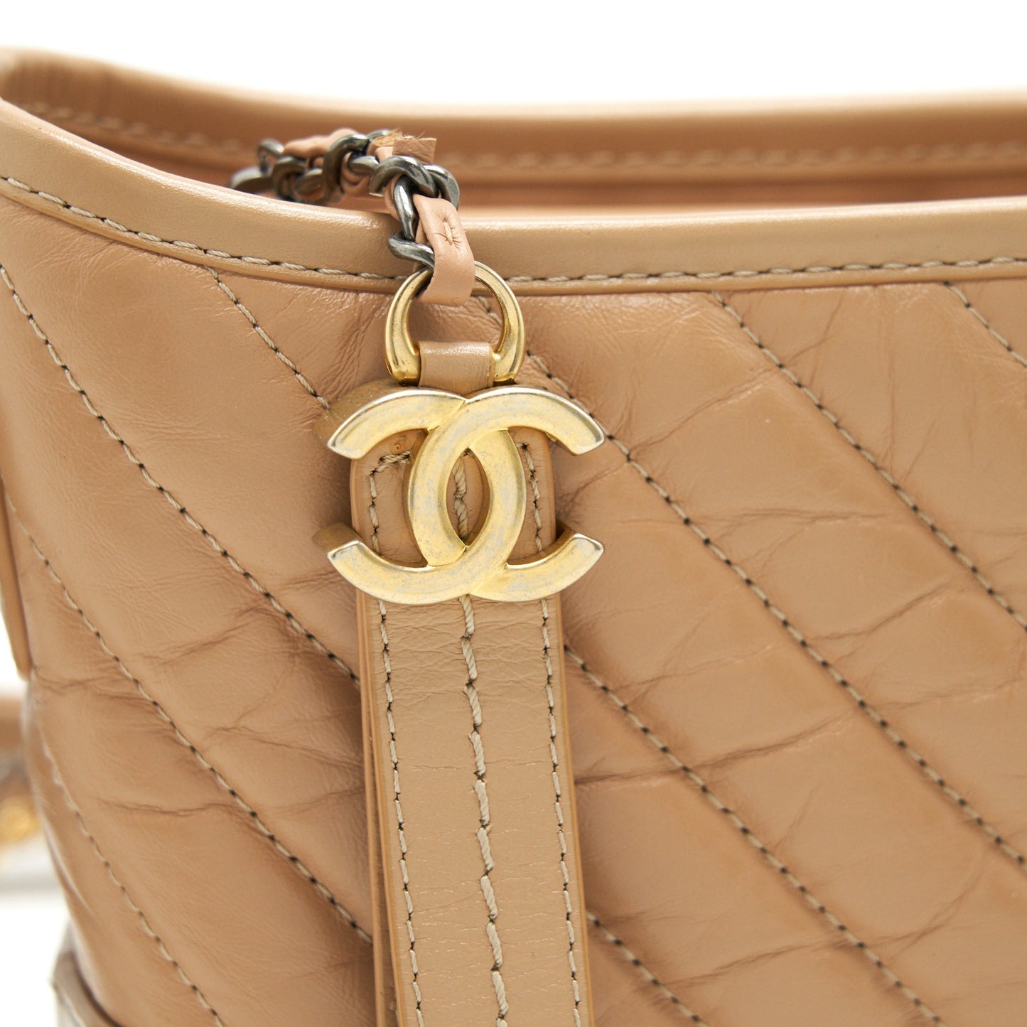 Chanel Gabrielle Hobo Small in Chevron Beige