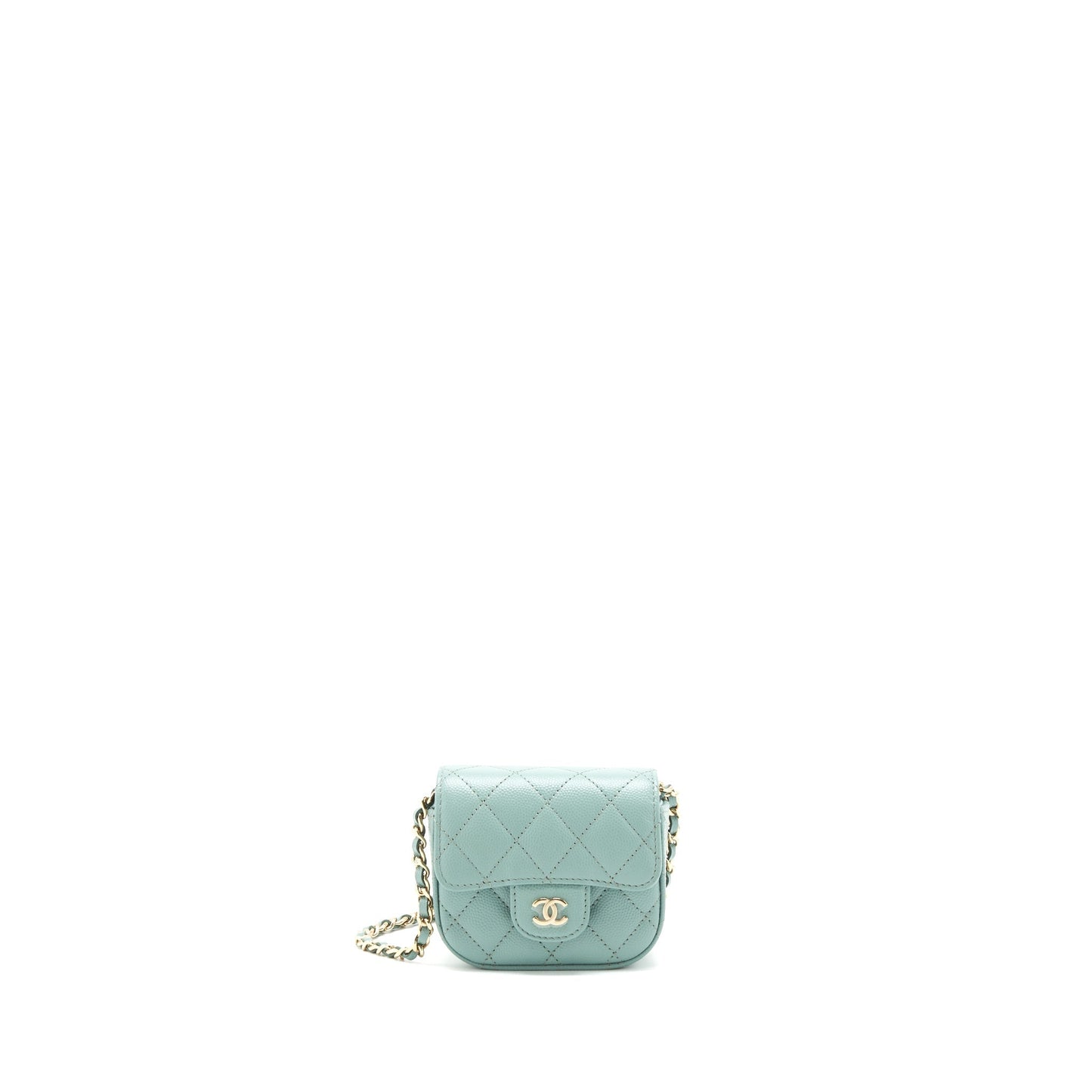 Chanel mini Flap Vanity with chain Caviar greyish green L