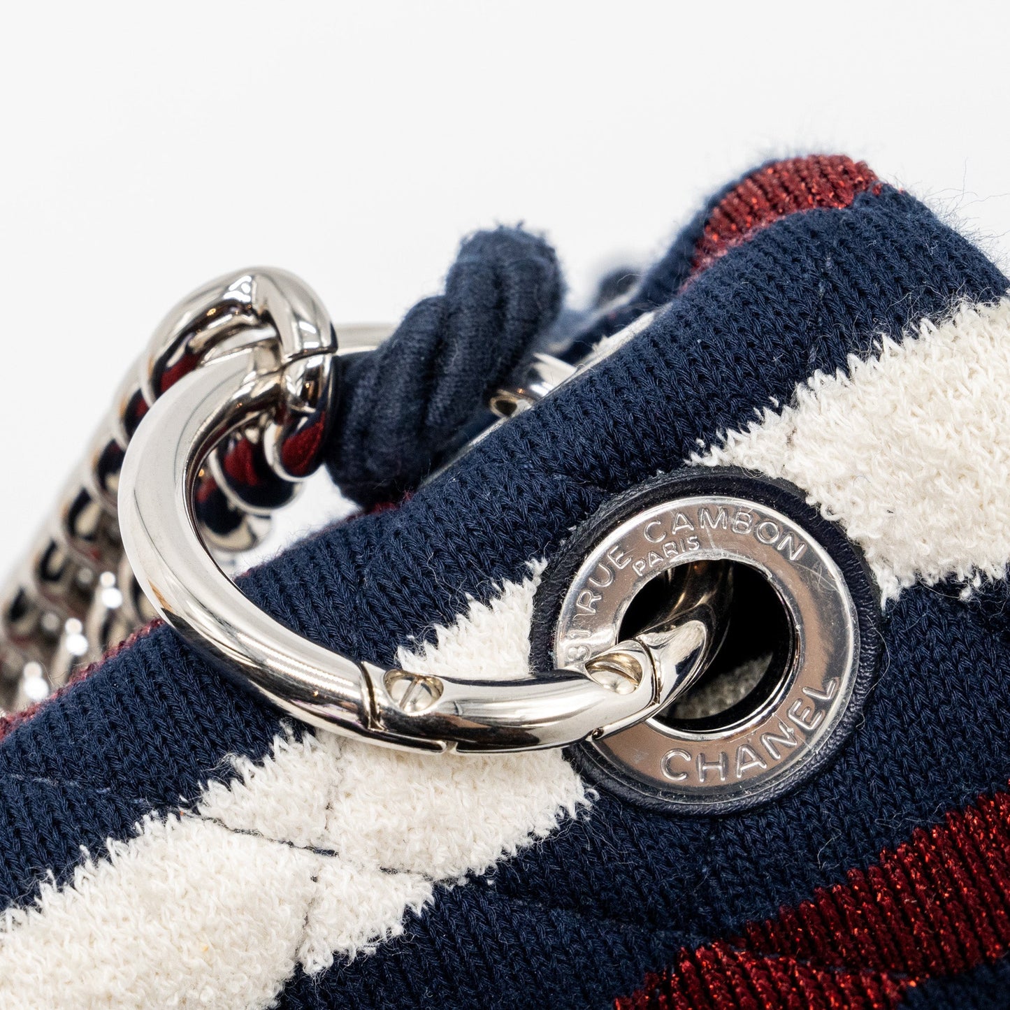 Chanel quilted flap bag fabric multicolour blue / red / white