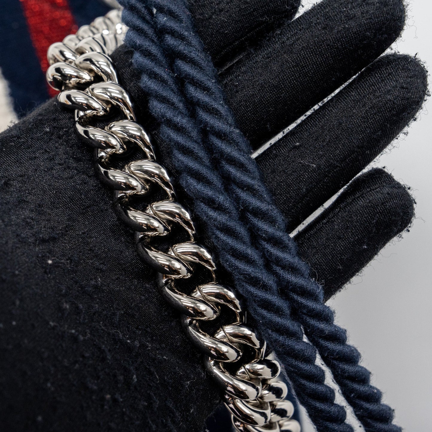 Chanel quilted flap bag fabric multicolour blue / red / white