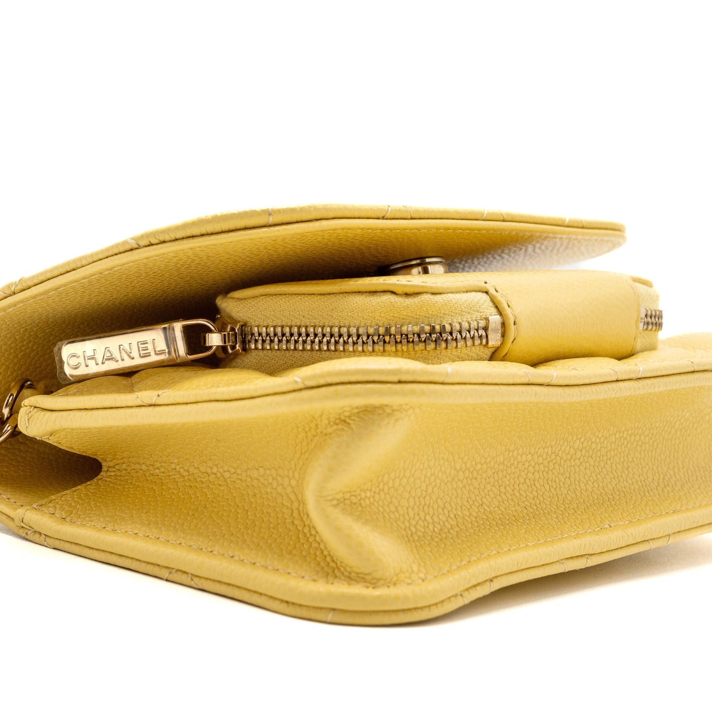 Chanel Mini Business Affinity Wallet On Chain Caviar Yellow L (microchip)