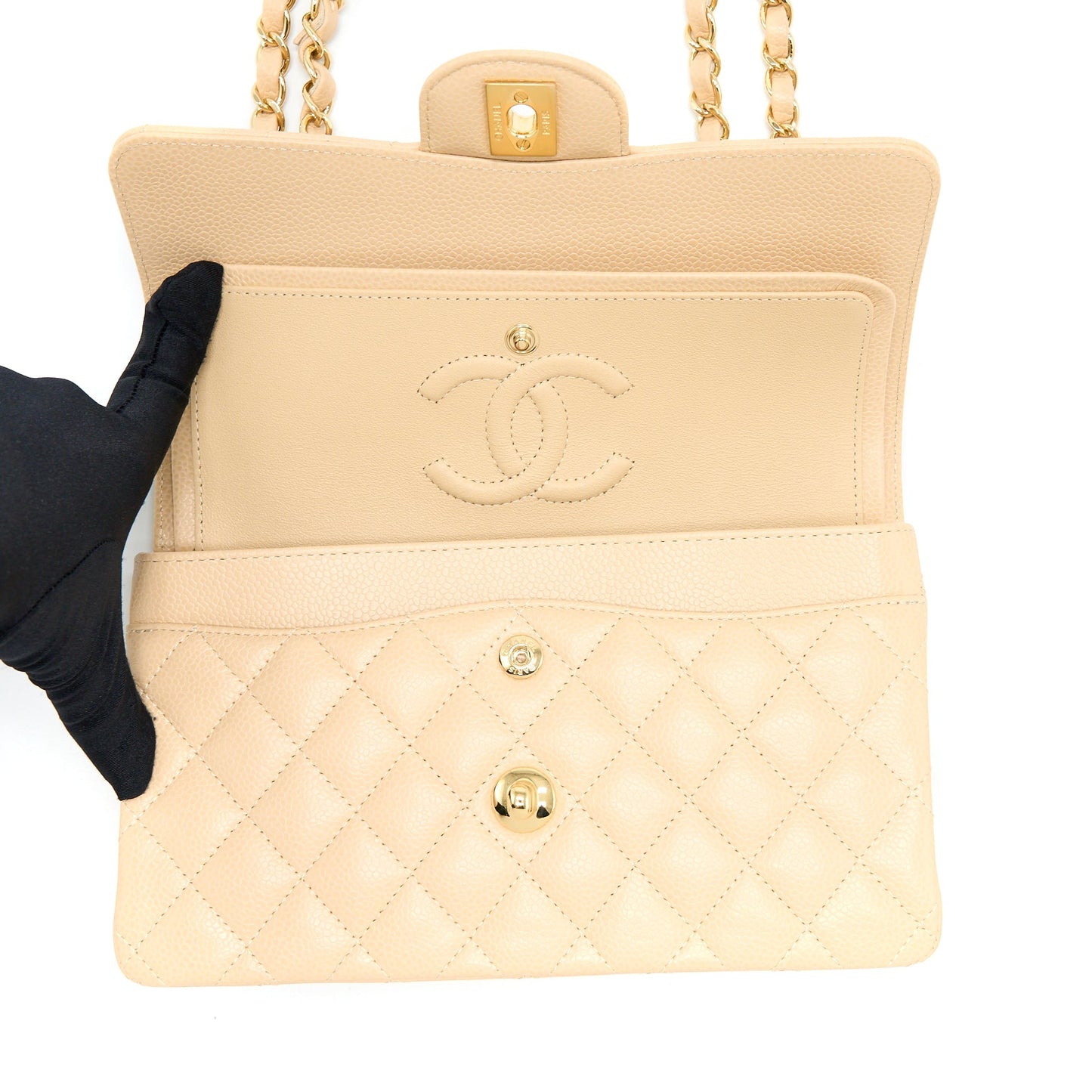 Chanel Small Classic Double Flap Bag Caviar Beige (Microchip)