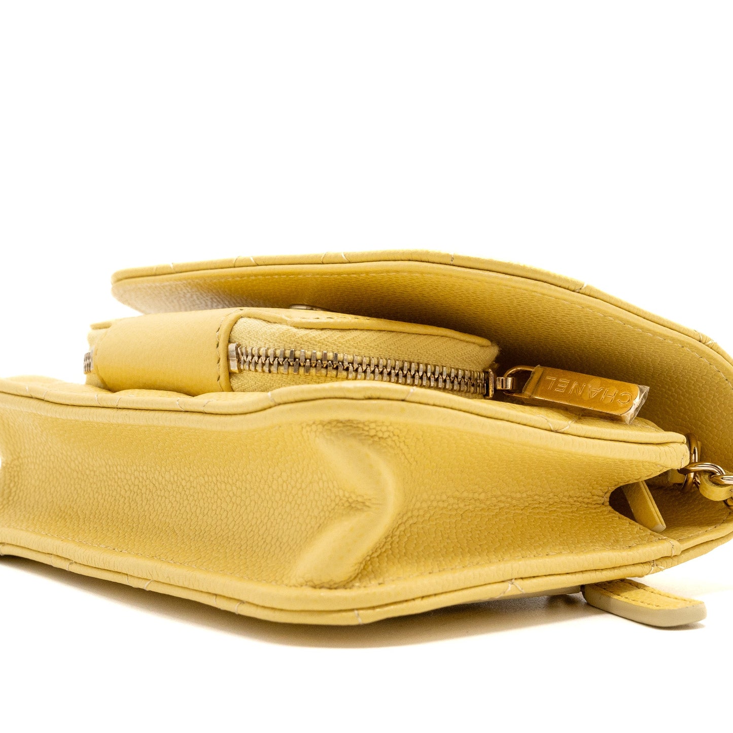 Chanel Mini Business Affinity Wallet On Chain Caviar Yellow L (microchip)