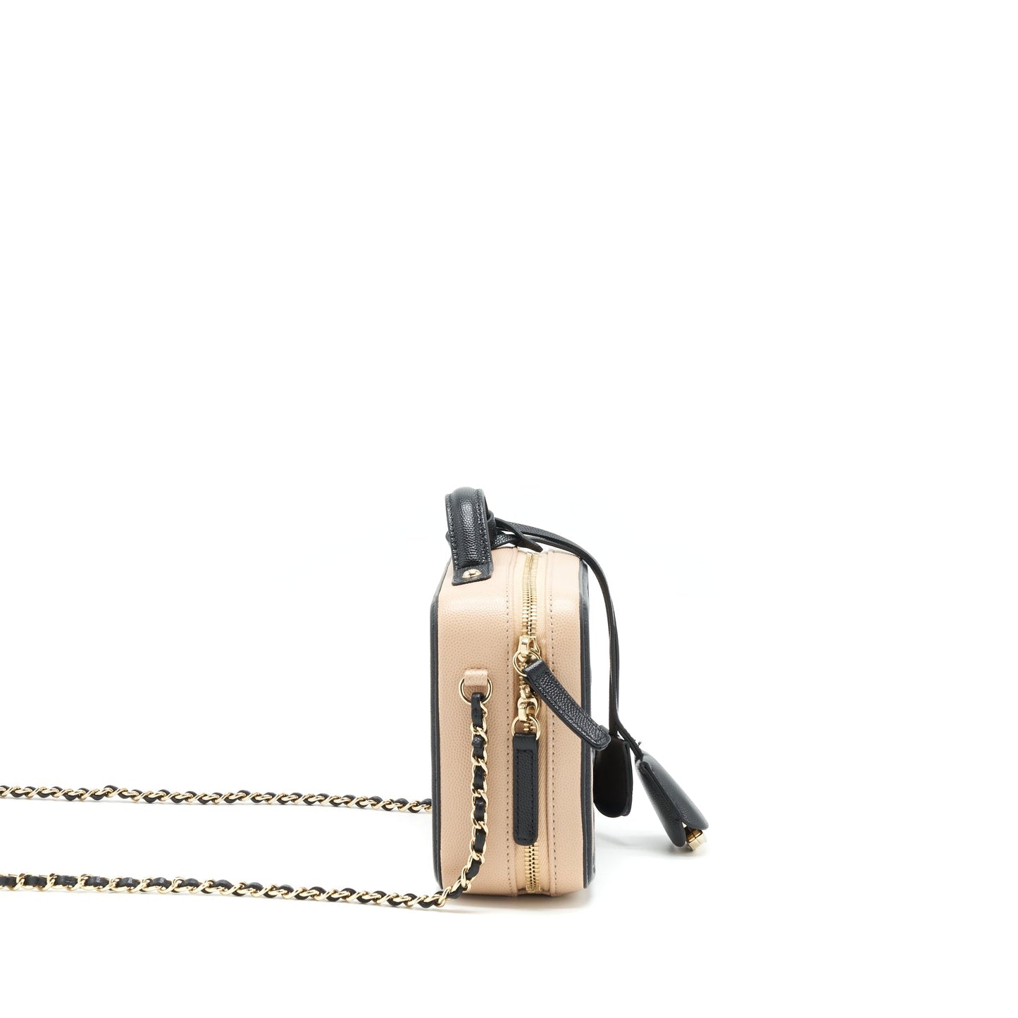 Chanel Vanity Filigree Caviar Beige&Black L