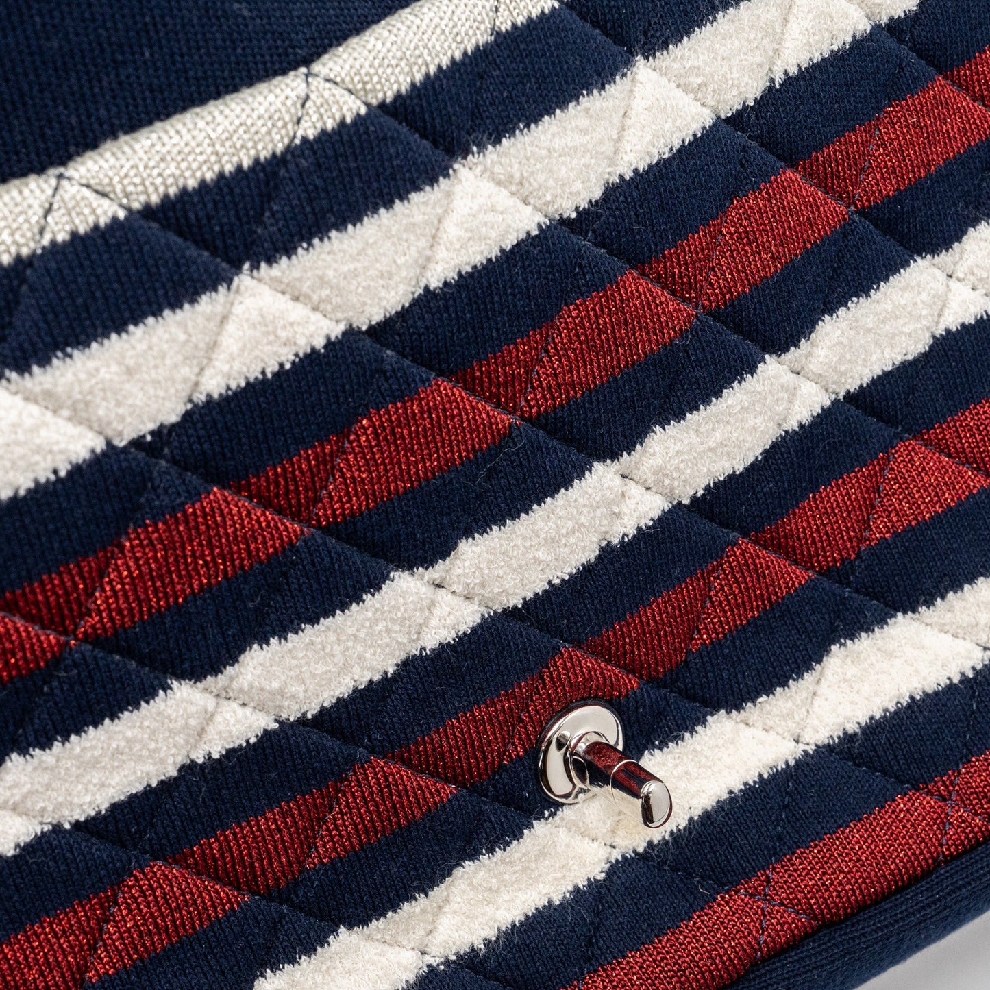 Chanel quilted flap bag fabric multicolour blue / red / white
