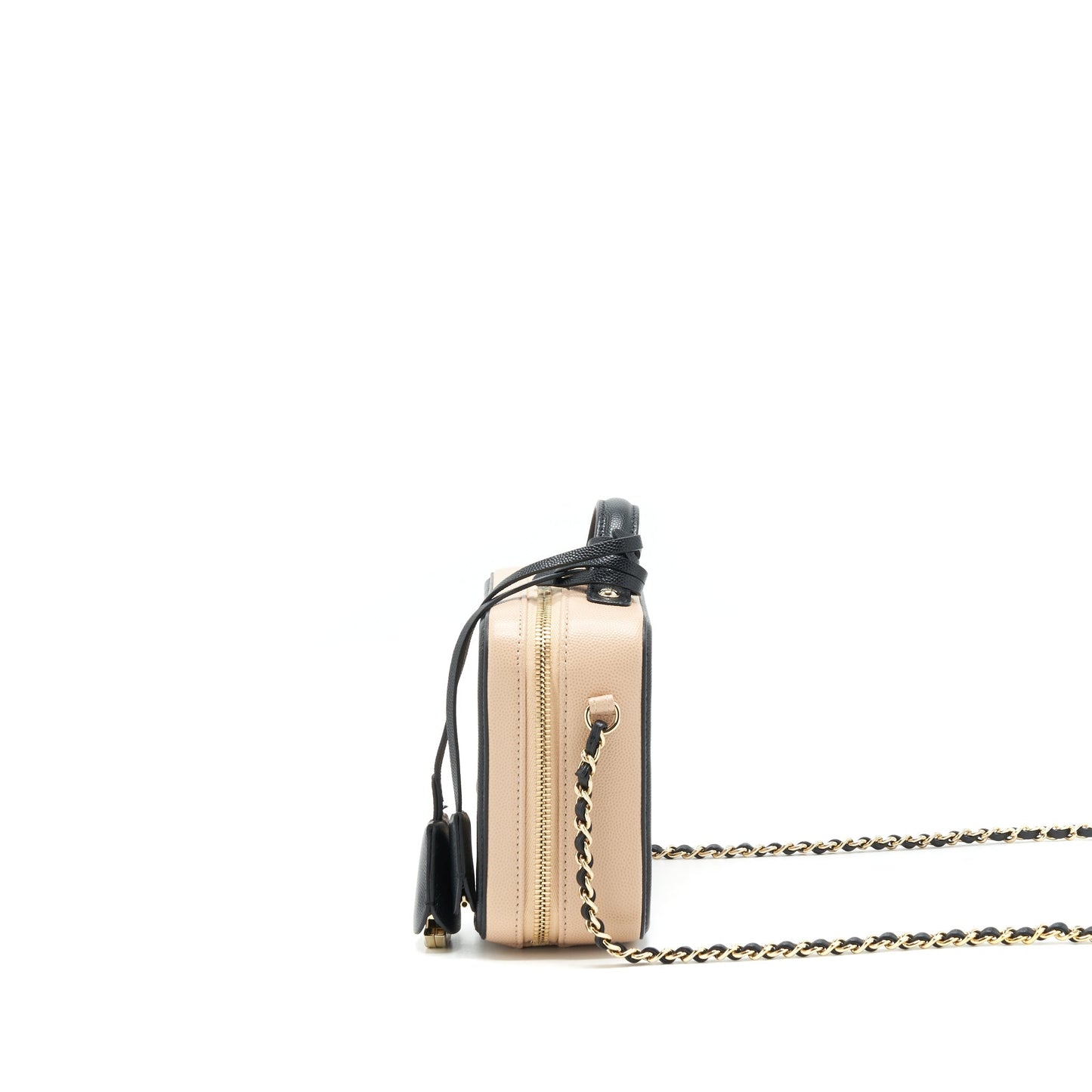 Chanel Vanity Filigree Caviar Beige&Black L