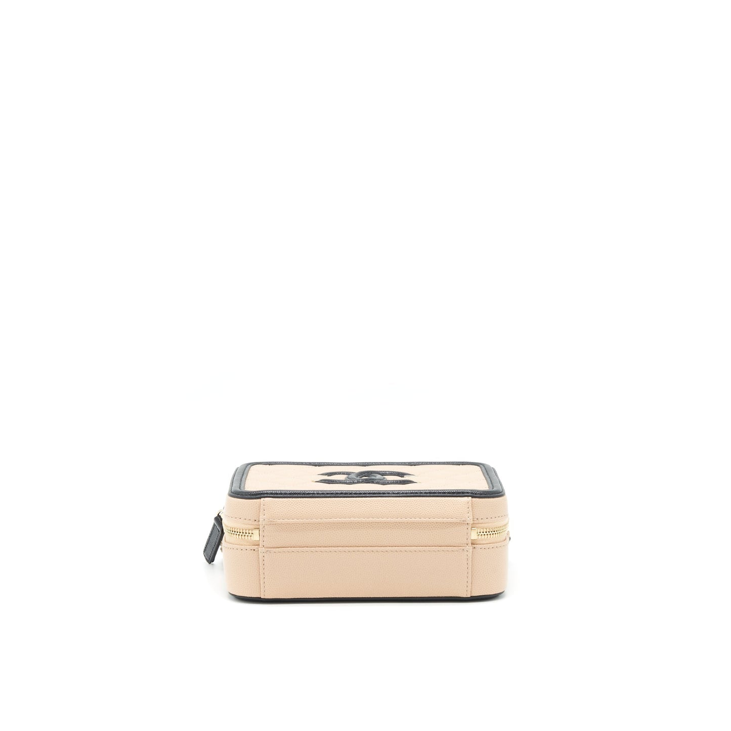 Chanel Vanity Filigree Caviar Beige&Black L