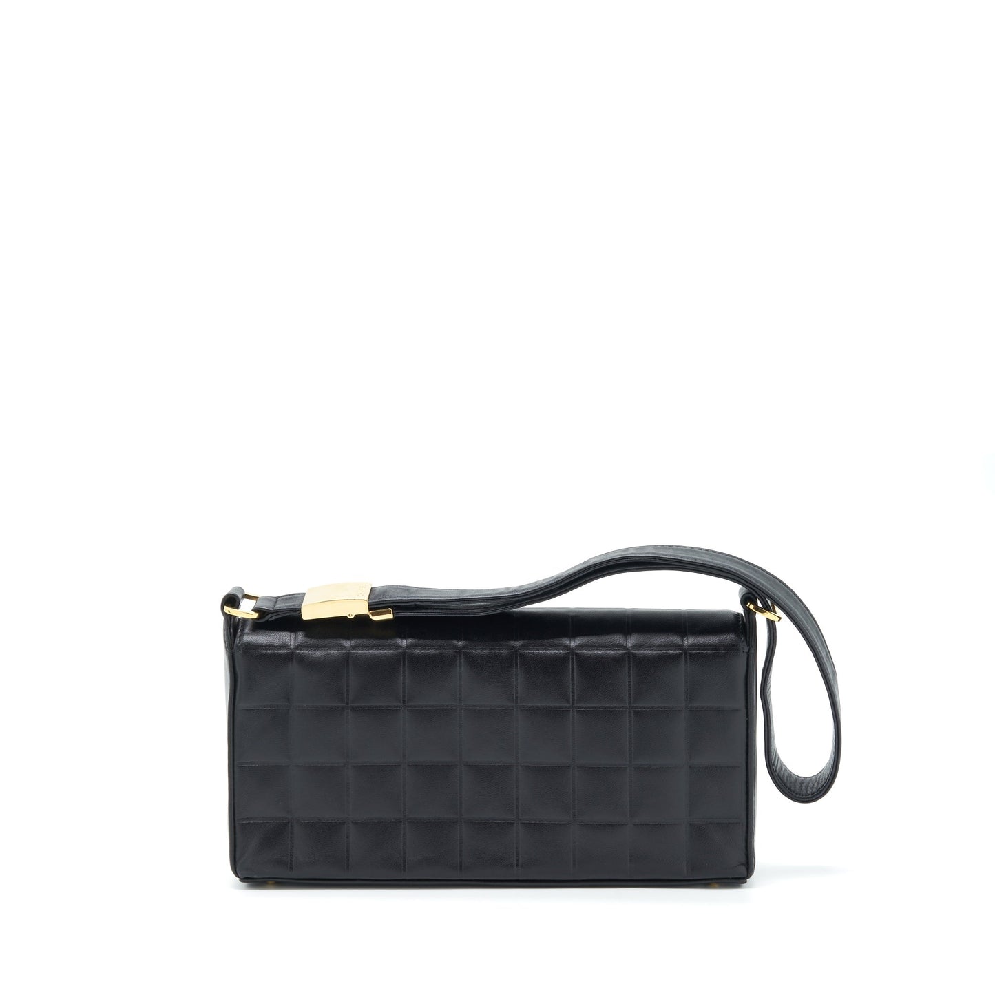 Chanel  Chocolate Bar Flap Shoulder Bag Lambskin Black