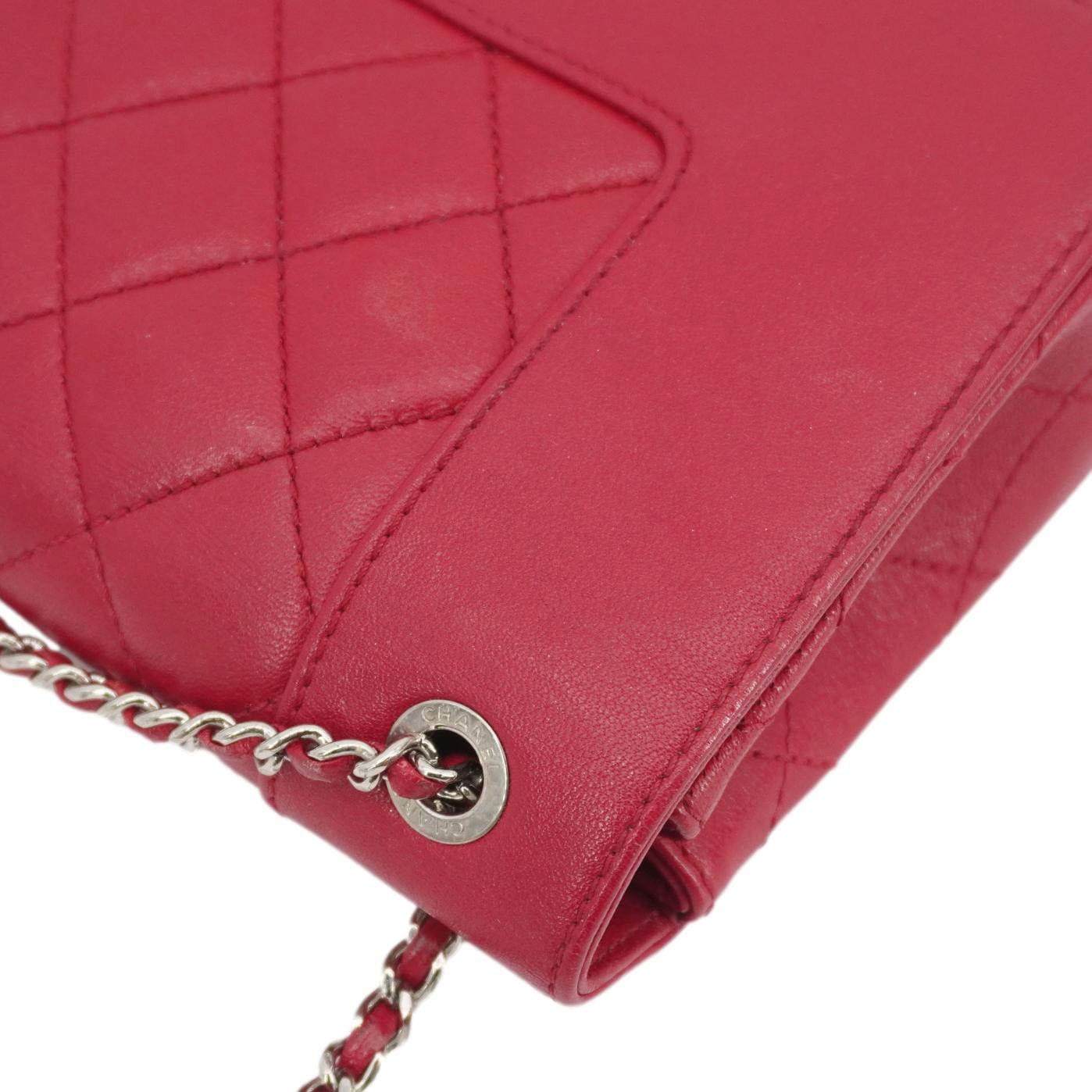 CHANEL Mademoiselle  Flap Sheepskin Leather Crossbody Bag Pink