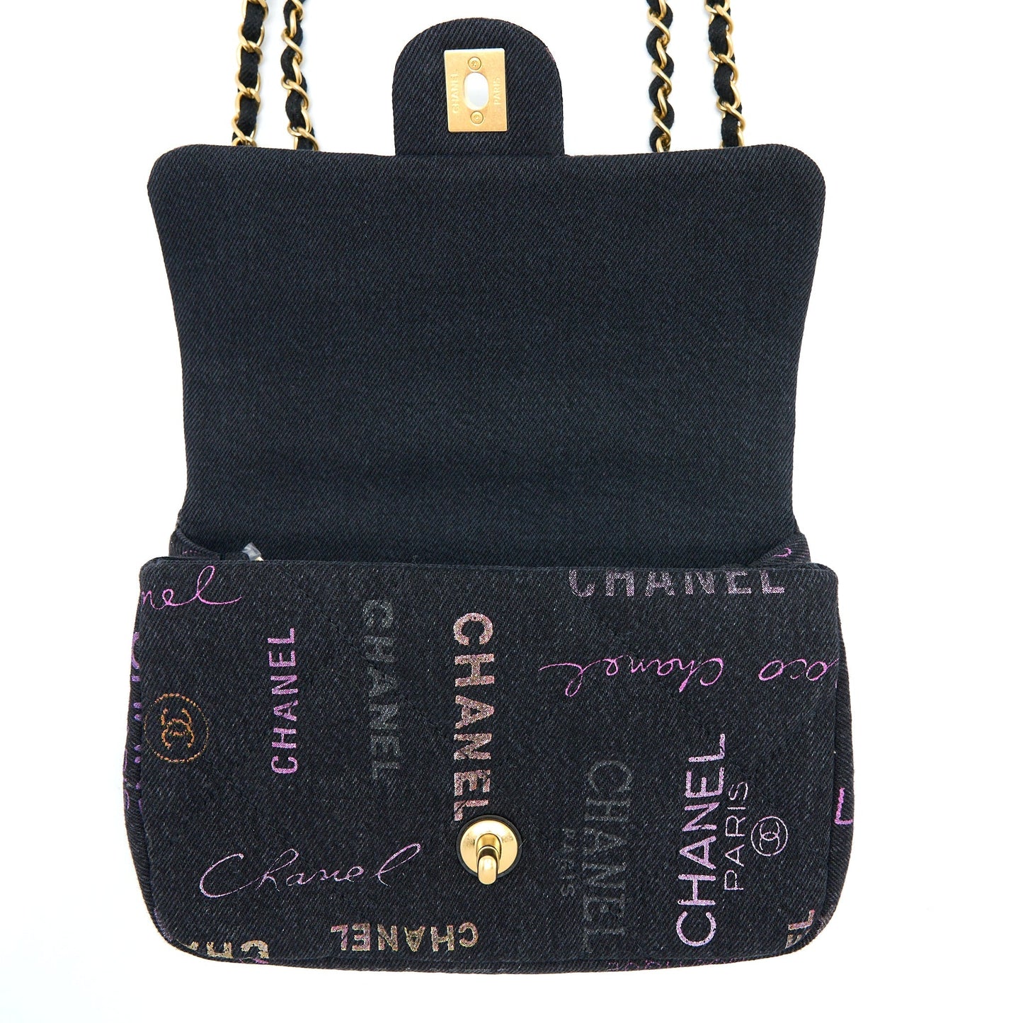 Chanel 22P Black Denim Flap Bag Brushed (Microchip)