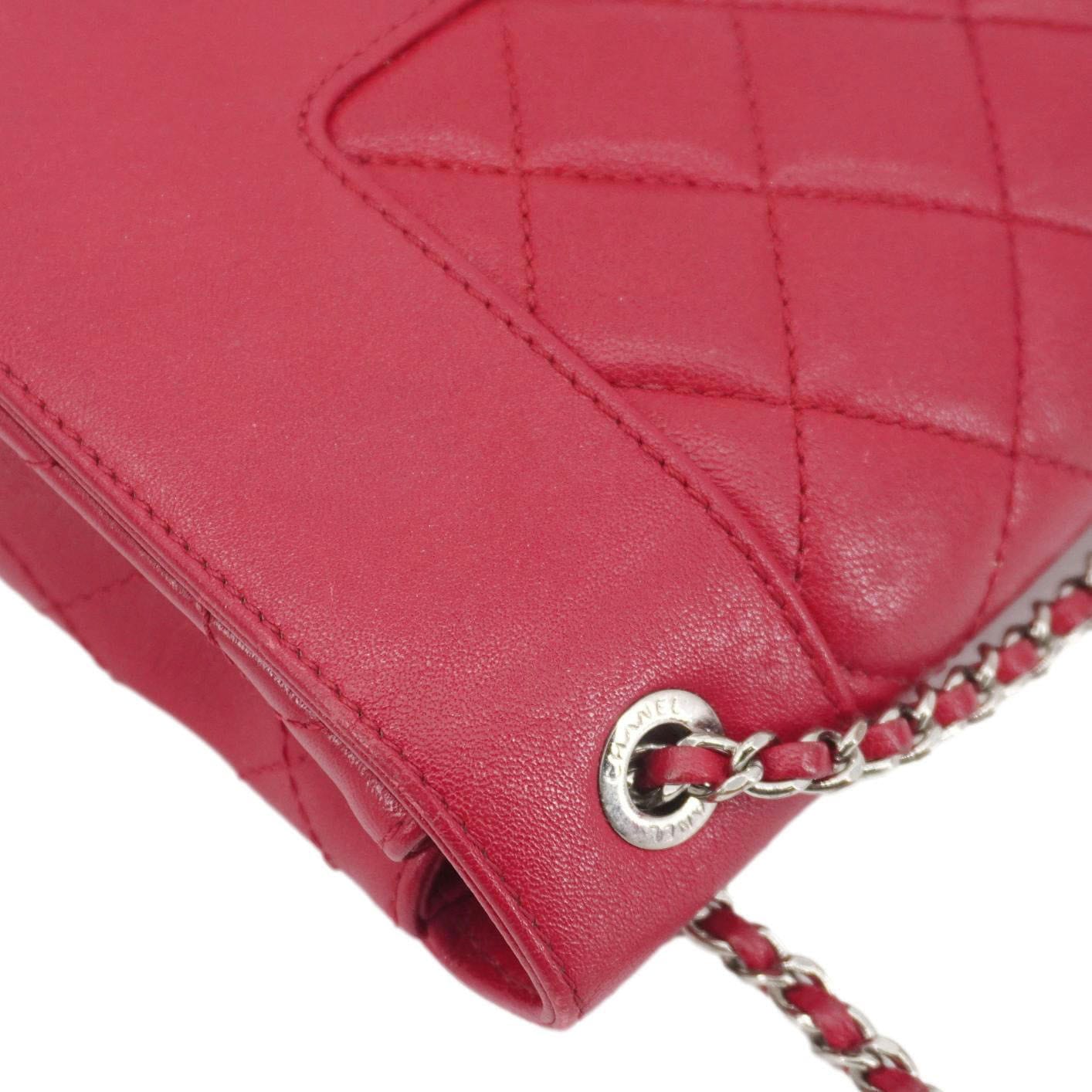 CHANEL Mademoiselle  Flap Sheepskin Leather Crossbody Bag Pink