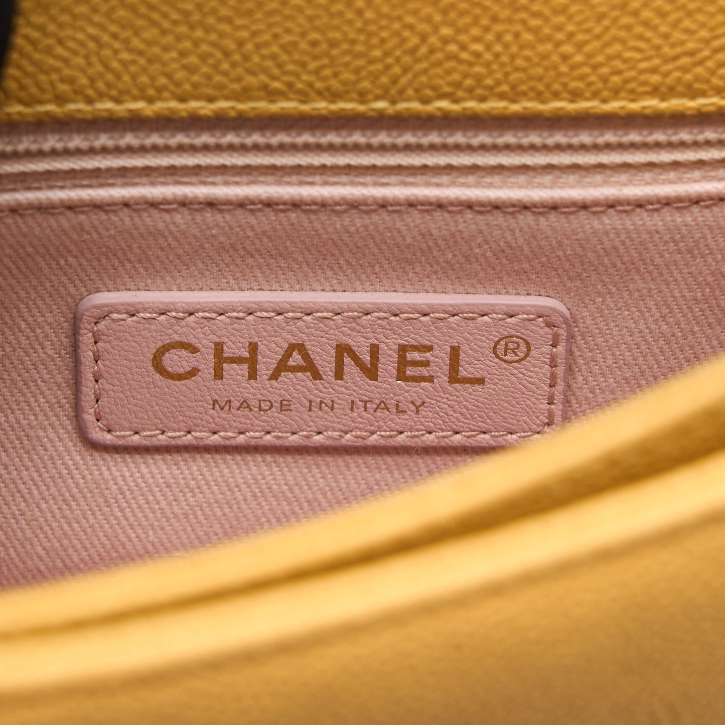 Chanel Giant CC Logo Messenger Flap Bag Caviar Yellow L