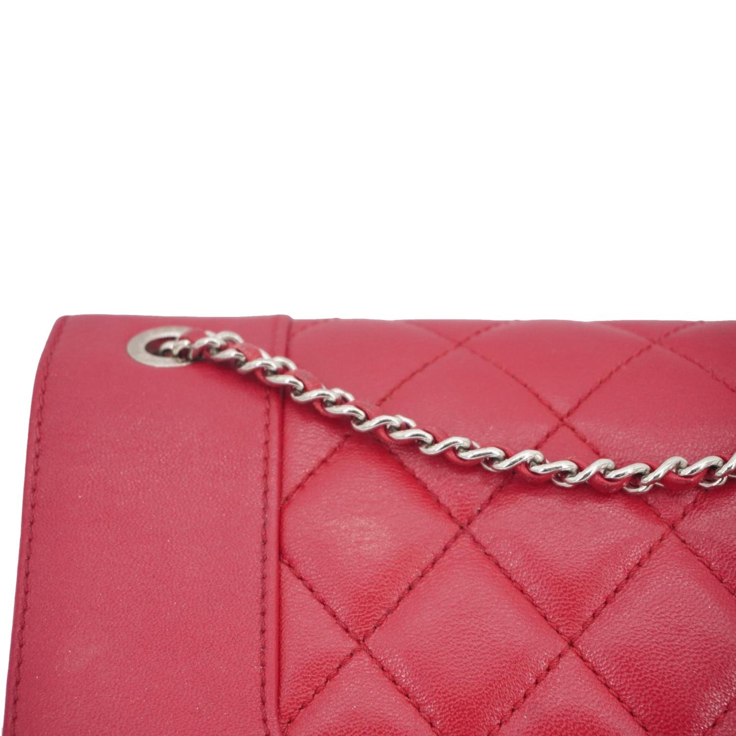 CHANEL Mademoiselle  Flap Sheepskin Leather Crossbody Bag Pink