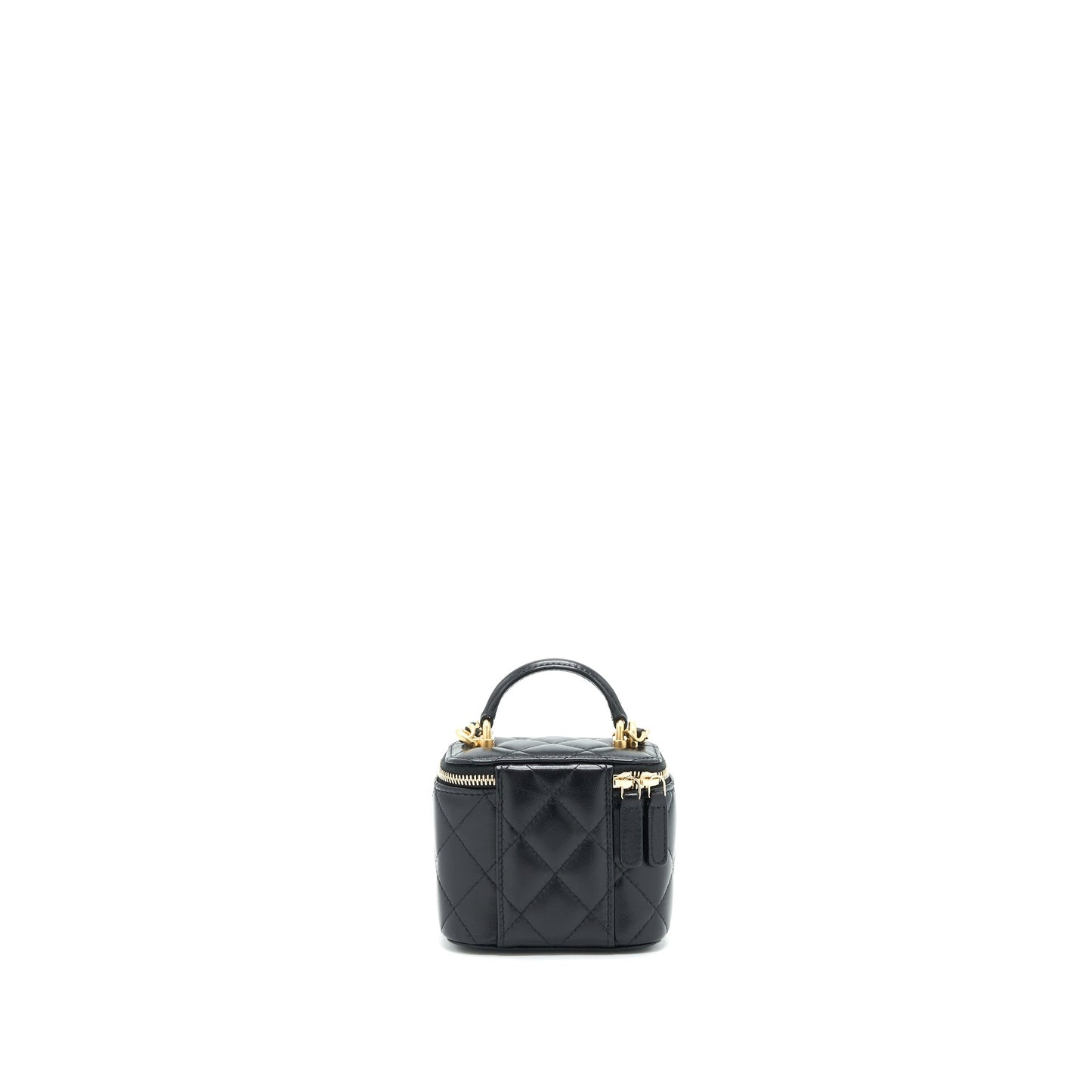 Chanel Small Handle Vanity With Chain  Lambskin Black