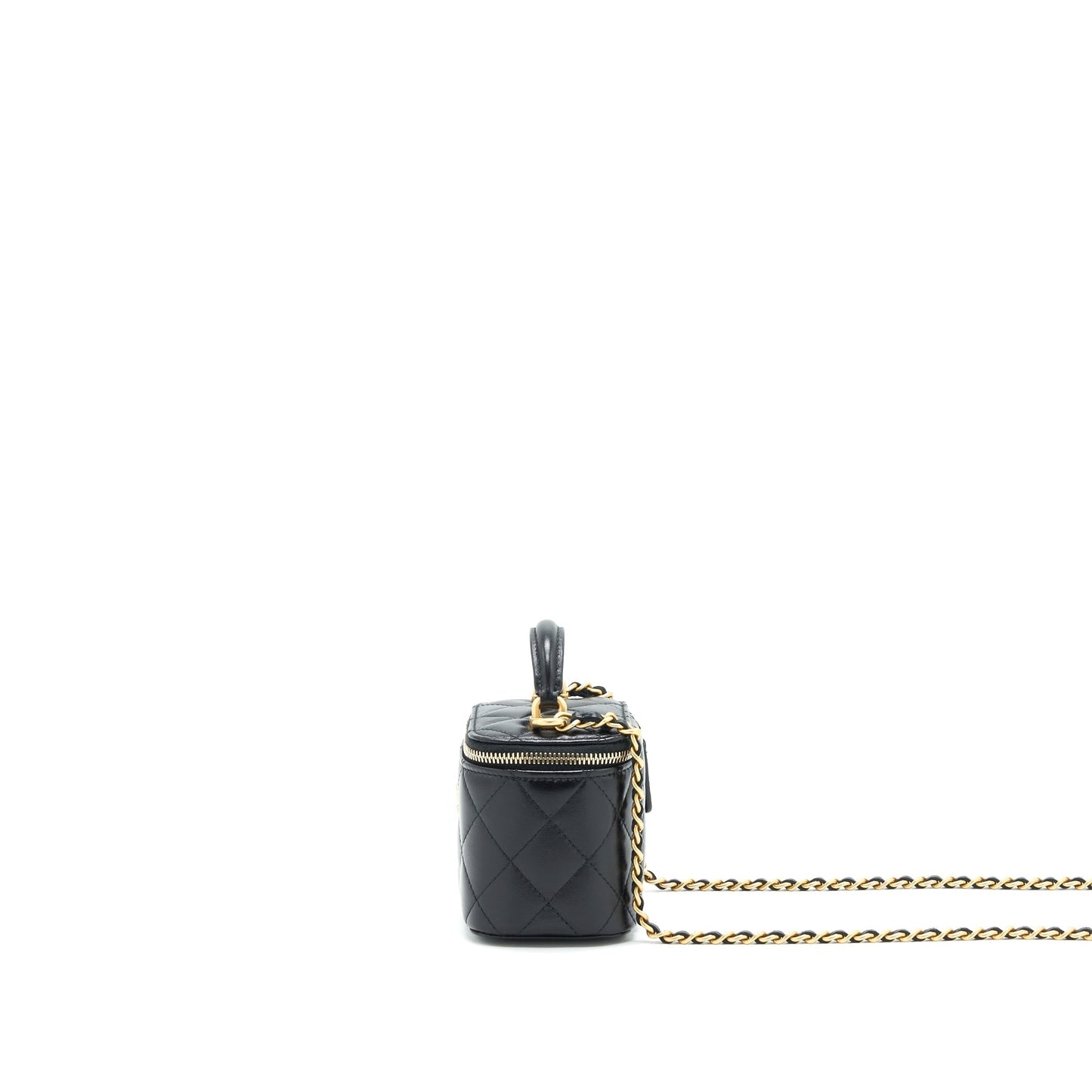 Chanel Small Handle Vanity With Chain  Lambskin Black