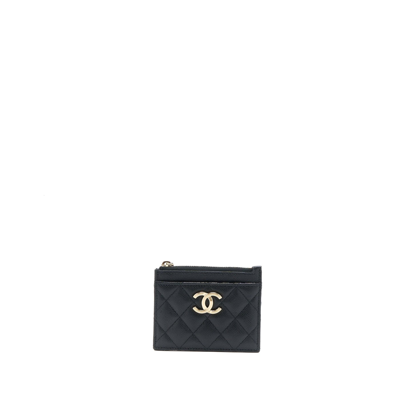 Chanel 23C Zipper Card Holder Caviar Black L (Microchip)