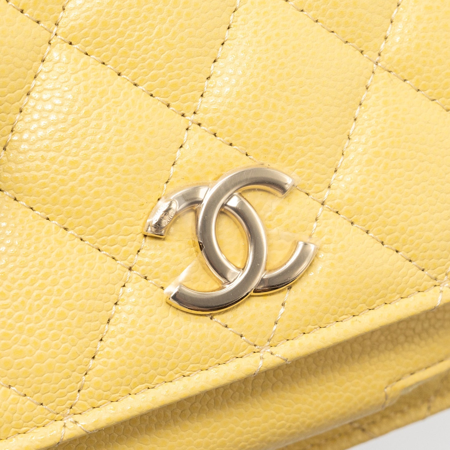 Chanel Mini Business Affinity Wallet On Chain Caviar Yellow L (microchip)