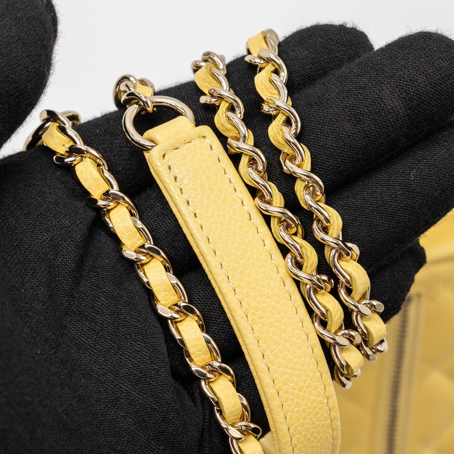 Chanel Mini Business Affinity Wallet On Chain Caviar Yellow L (microchip)