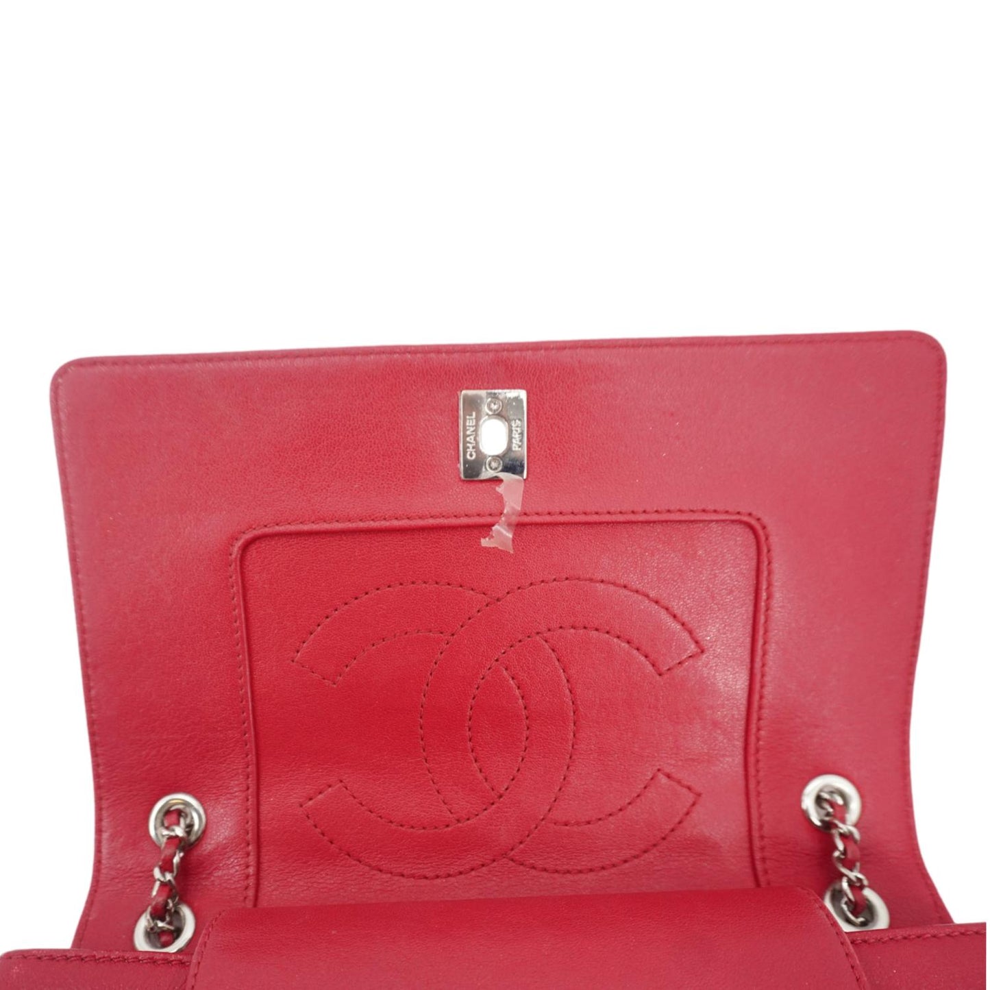 CHANEL Mademoiselle  Flap Sheepskin Leather Crossbody Bag Pink