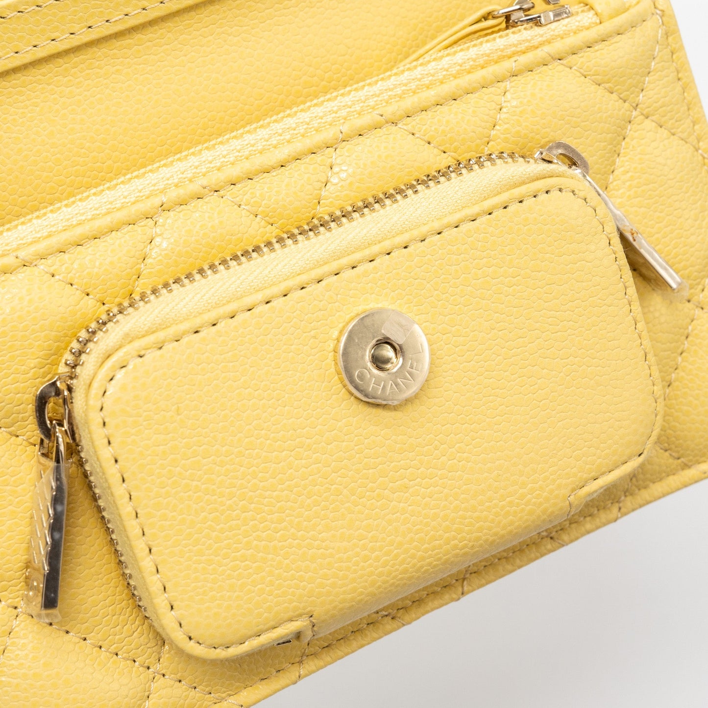Chanel Mini Business Affinity Wallet On Chain Caviar Yellow L (microchip)