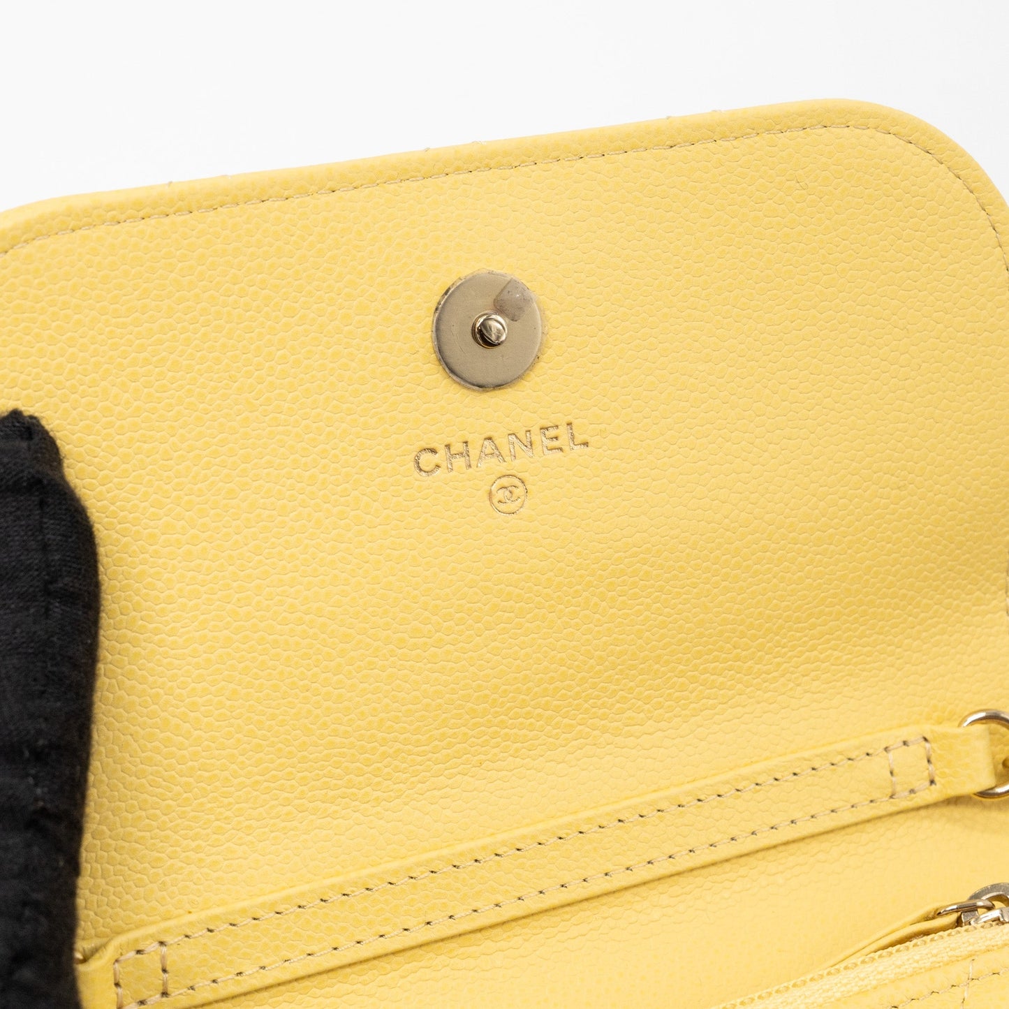 Chanel Mini Business Affinity Wallet On Chain Caviar Yellow L (microchip)