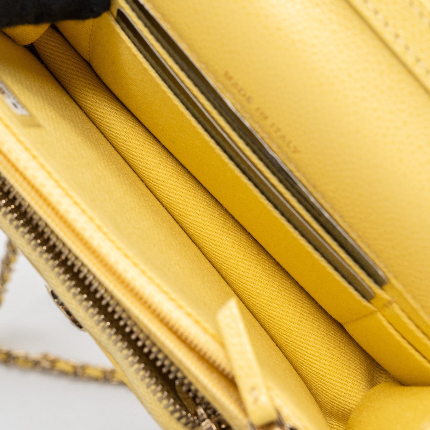 Chanel Mini Business Affinity Wallet On Chain Caviar Yellow L (microchip)