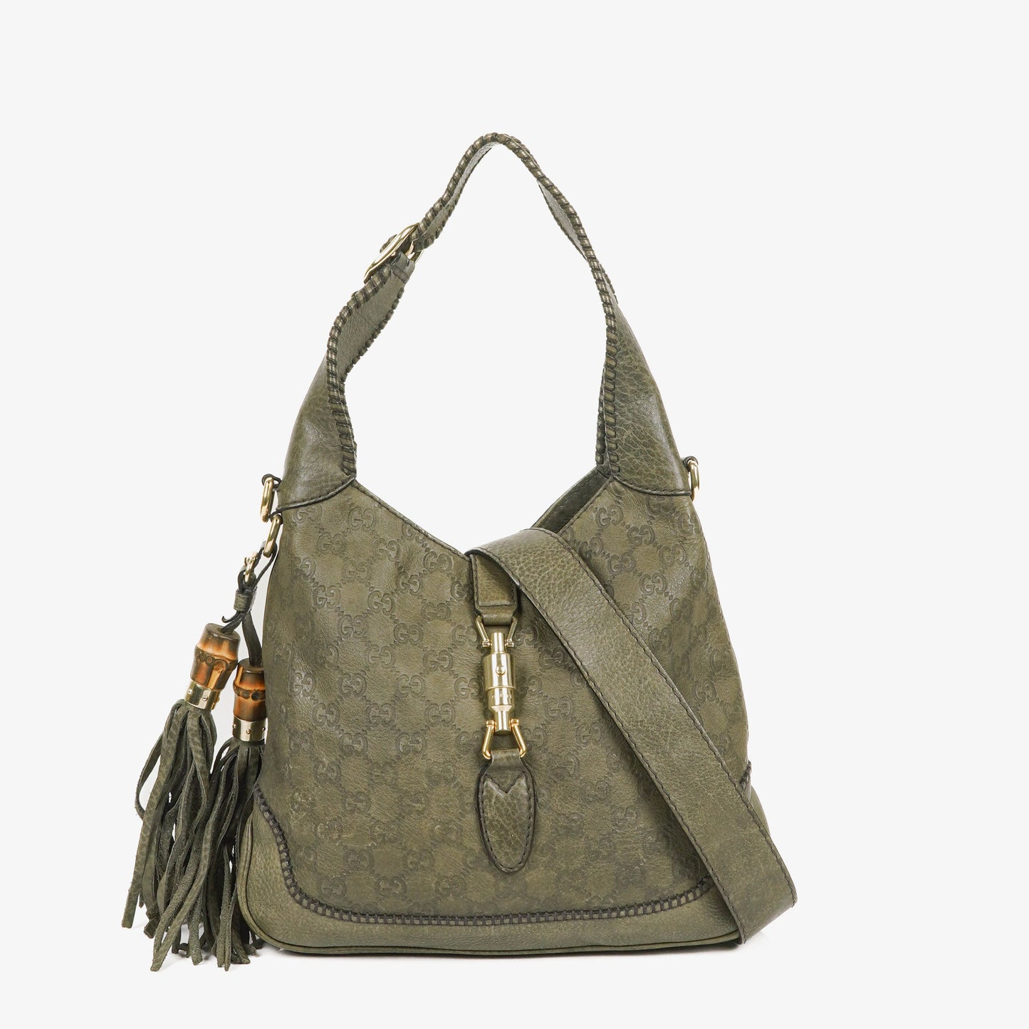 Gucci Jackie Leather Bamboo Tassel Hobo Bag