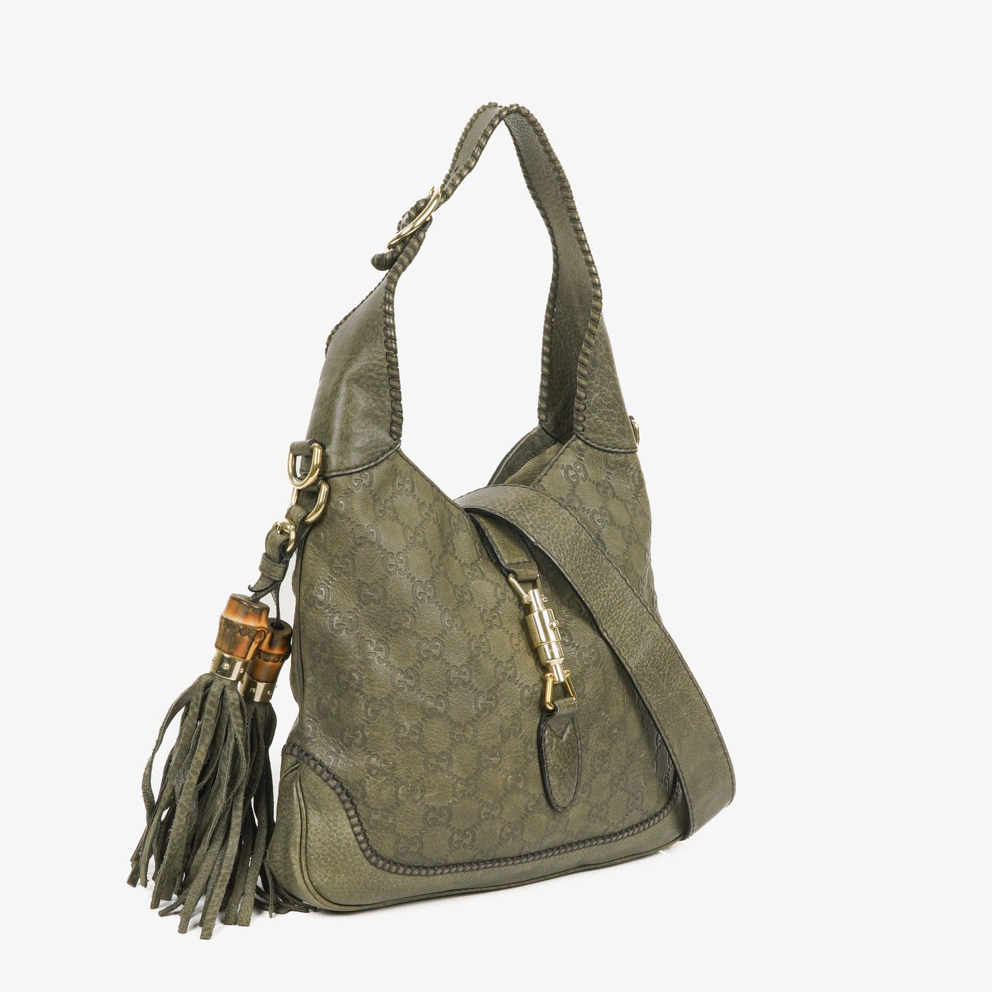 Gucci Jackie Leather Bamboo Tassel Hobo Bag