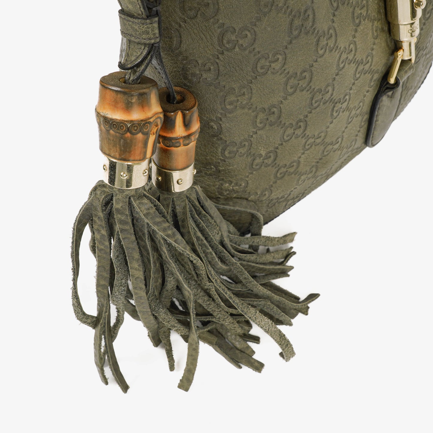 Gucci Jackie Leather Bamboo Tassel Hobo Bag