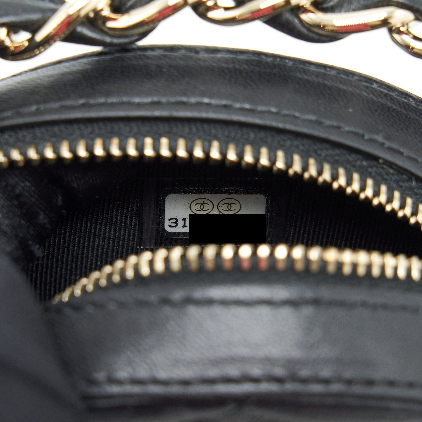 Chanel Round Clutch With Chain Lambskin Black L
