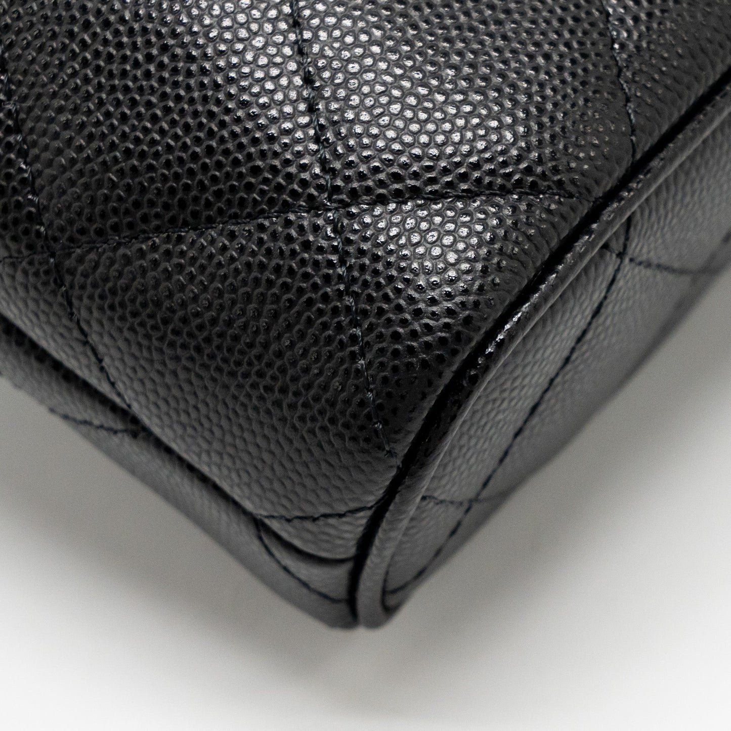 Chanel fold flap vanity clutch with chain caviar black