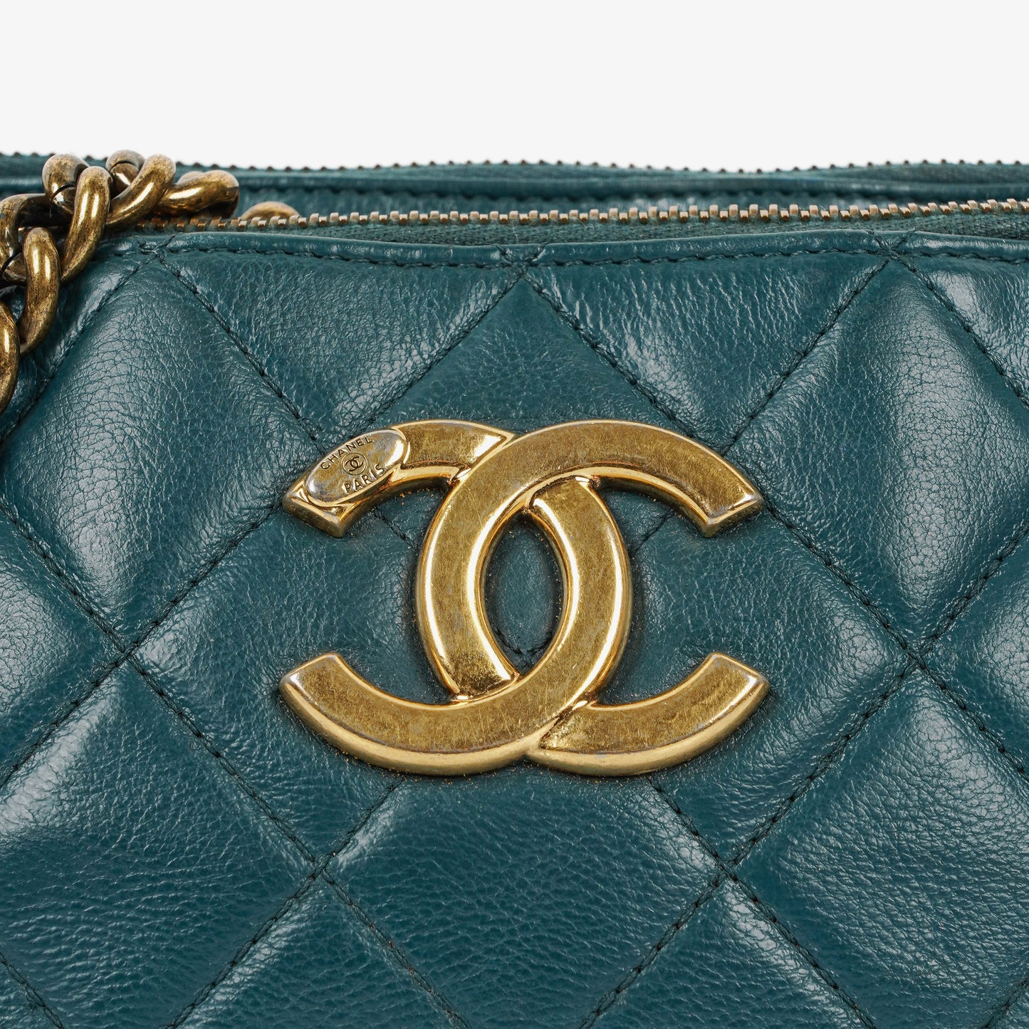 Chanel Crown CC Double Zip Quilted Leather Bag